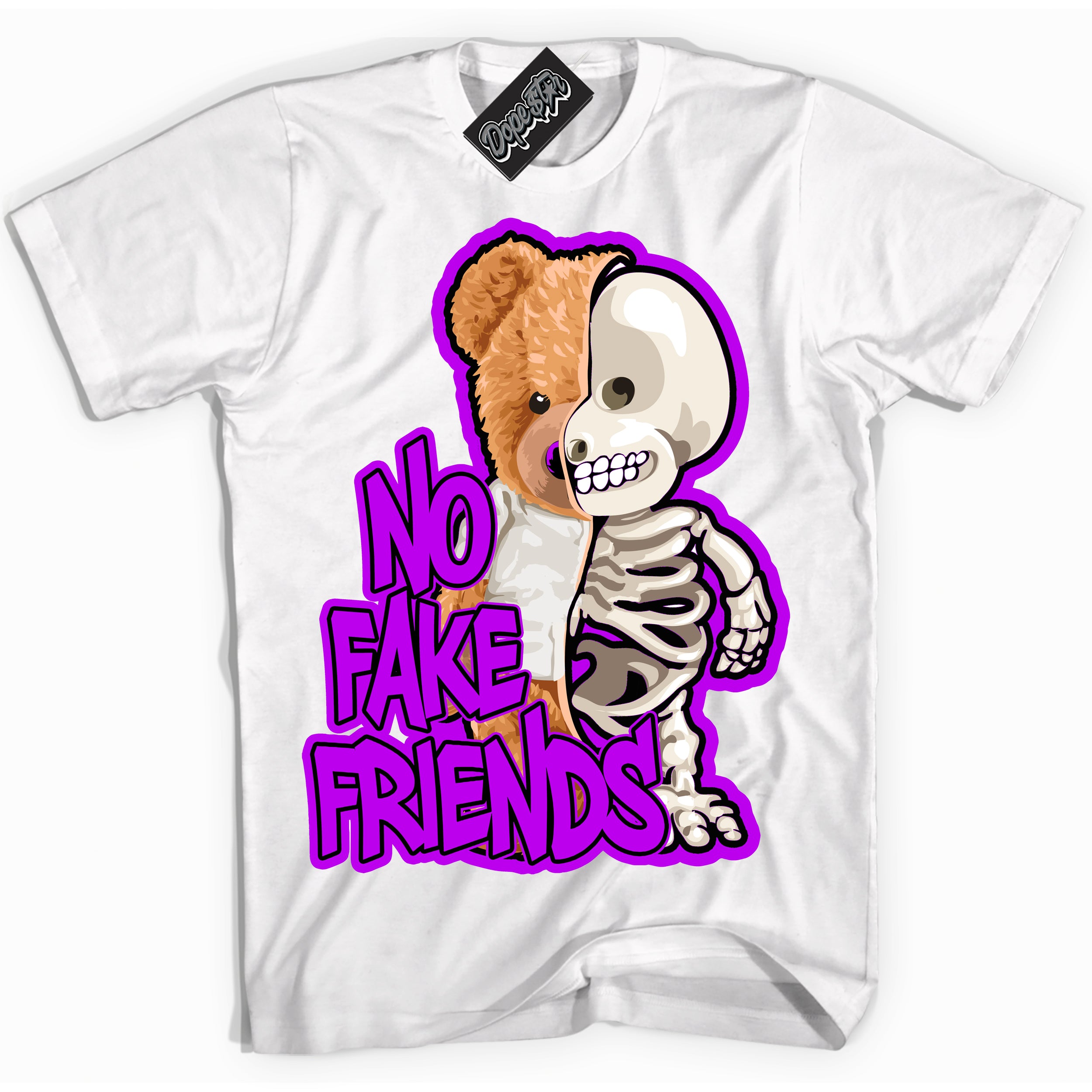 Cool White Shirt with “ No Fake Friends” design that perfectly matches RTKT Genesis Dunk Sneakers.