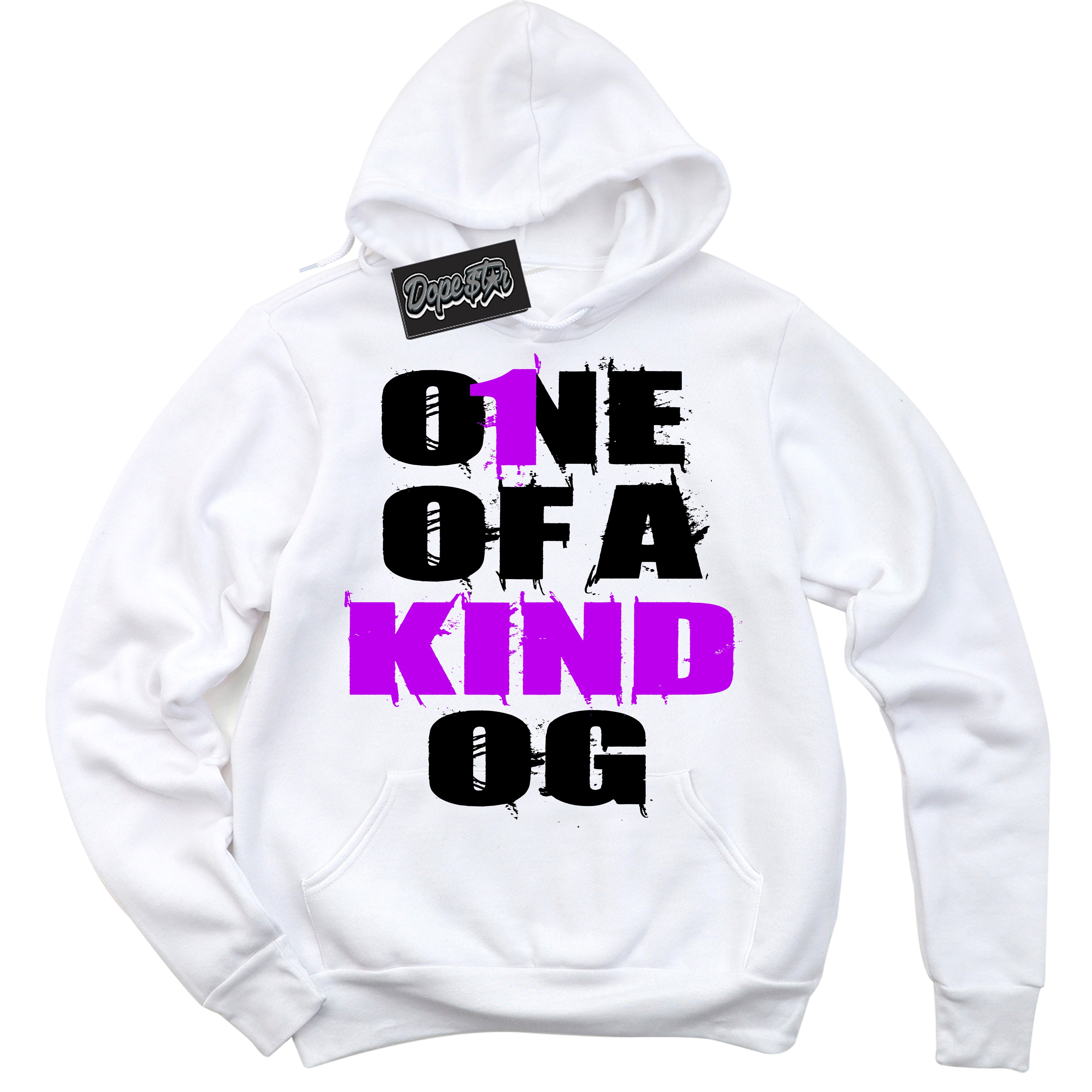 Cool White Hoodie with “ One Of A Kind ” design that Perfectly Matches RTKT Genesis Dunk Sneakers.