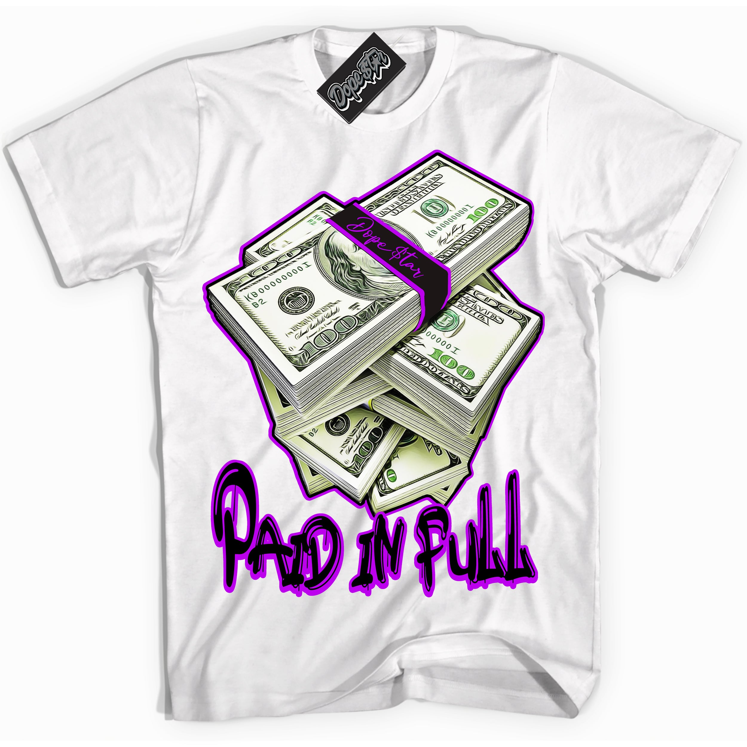 Cool White Shirt with “ Paid In Full” design that perfectly matches RTKT Genesis Dunk Sneakers.