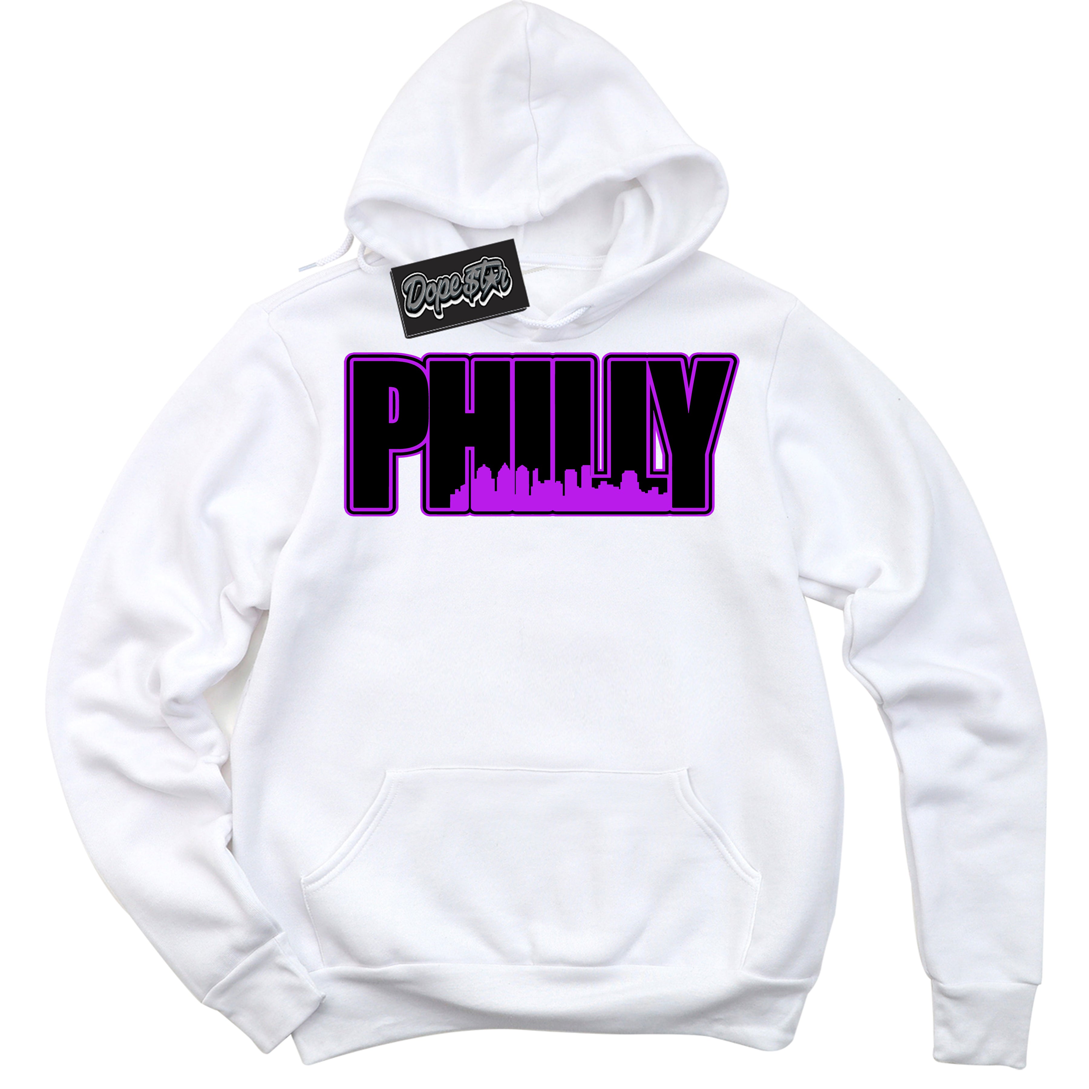 Cool White Hoodie with “ Philly ” design that Perfectly Matches RTKT Genesis Dunk Sneakers.