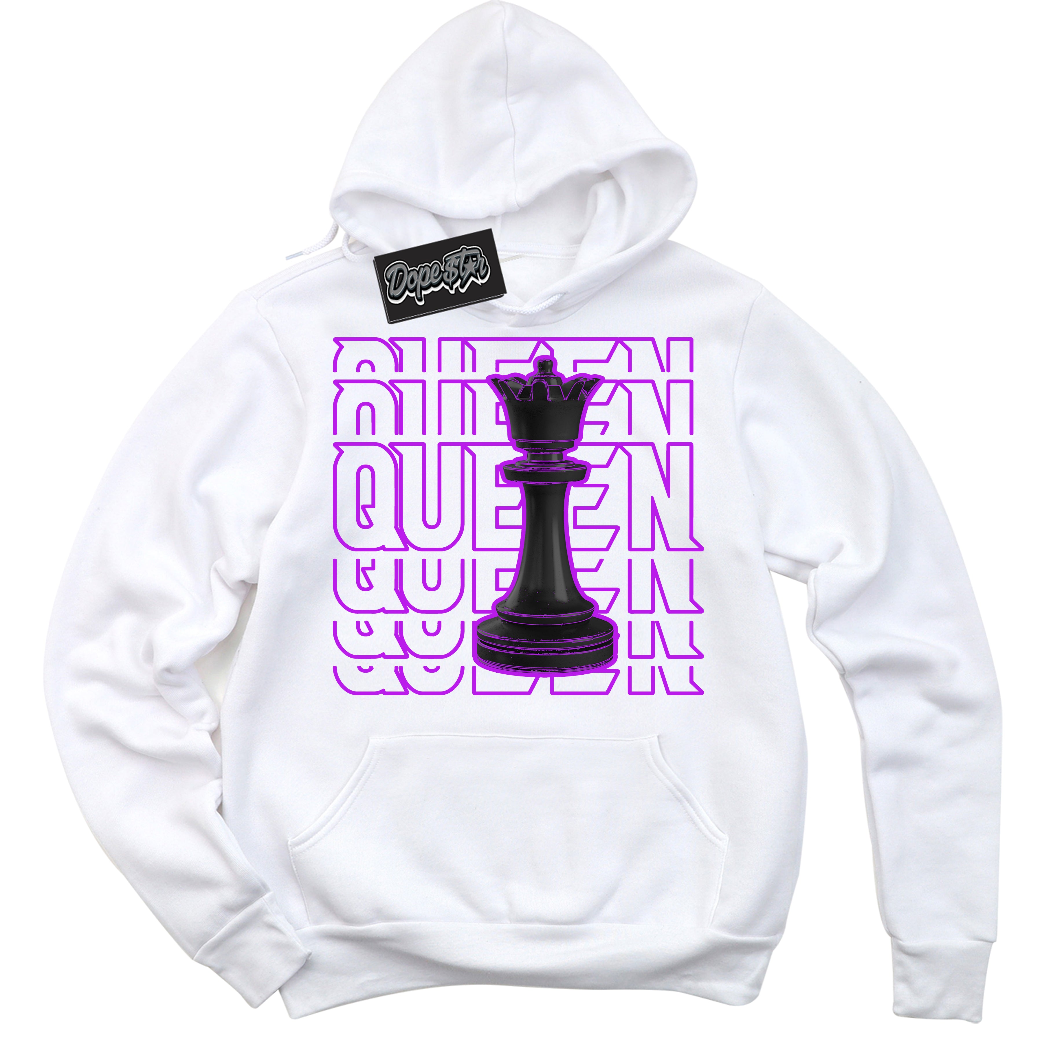 Cool White Hoodie with “ Queen Chess ” design that Perfectly Matches RTKT Genesis Dunk Sneakers.