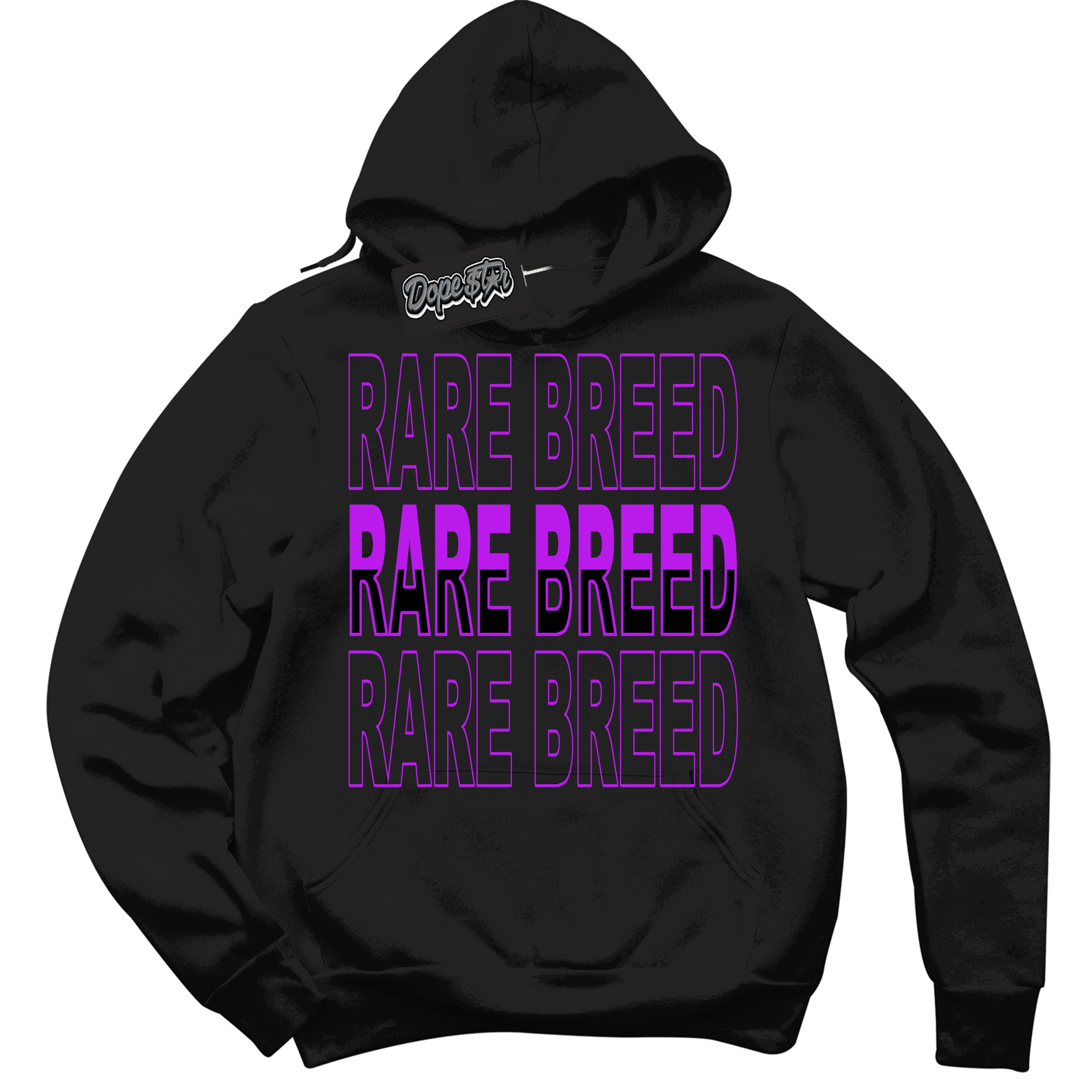 Cool Black Hoodie with “ Rare Breed ” design that Perfectly Matches RTKT Genesis Dunk Sneakers.