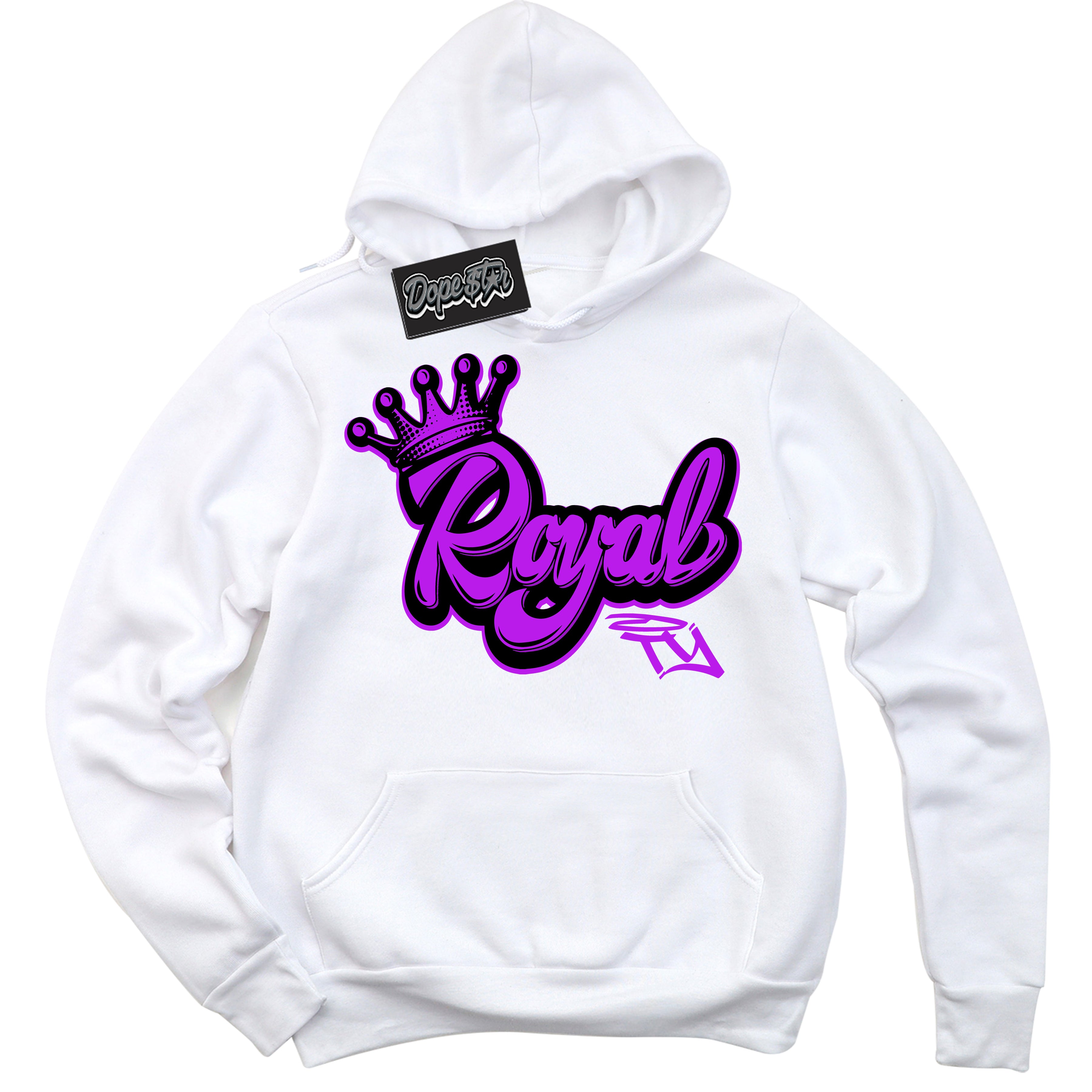 Cool White Hoodie with “ Royalty ” design that Perfectly Matches RTKT Genesis Dunk Sneakers.