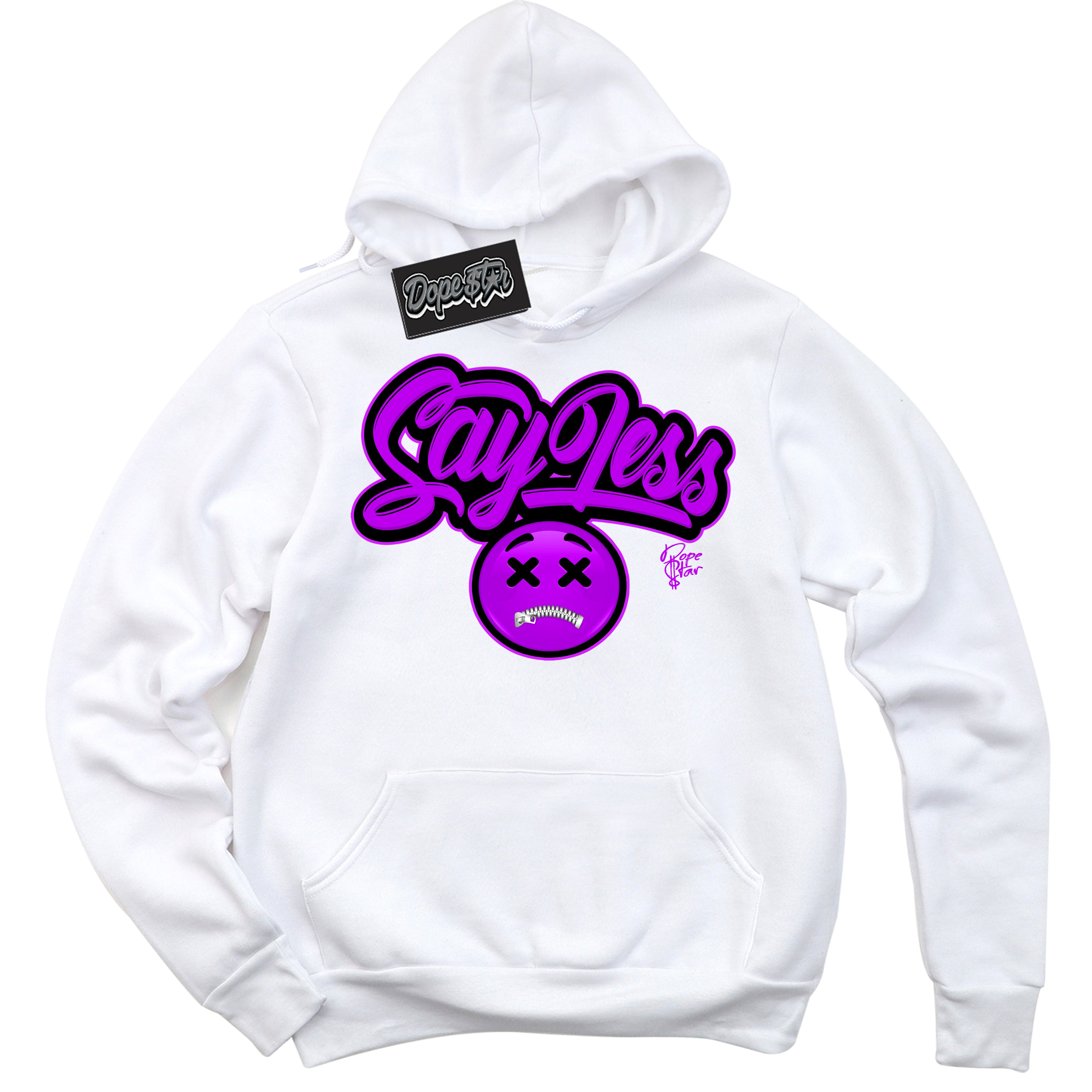 Cool White Hoodie with “ Say Less ” design that Perfectly Matches RTKT Genesis Dunk Sneakers.