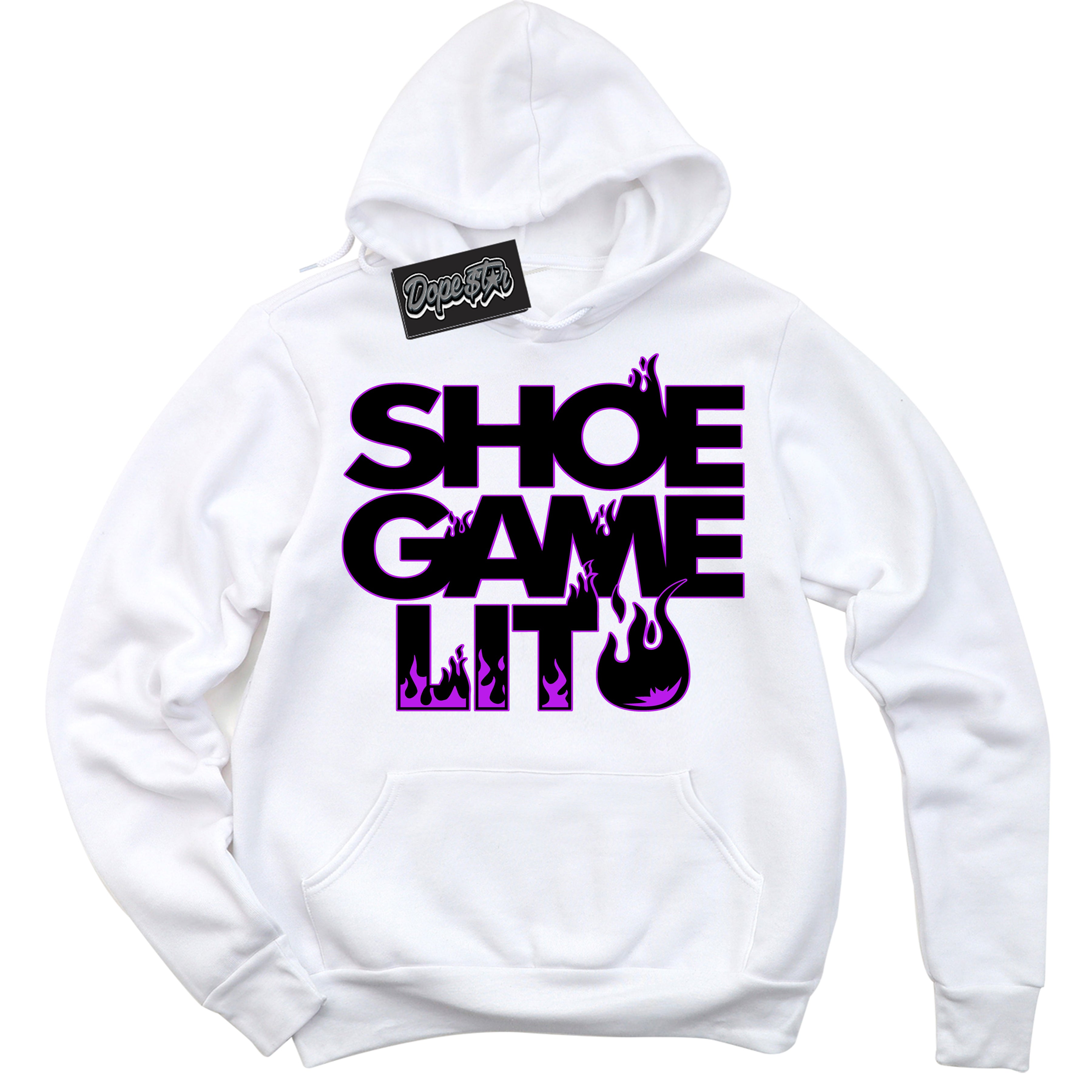 Cool White Hoodie with “ Shoe Game Lit ” design that Perfectly Matches RTKT Genesis Dunk Sneakers.