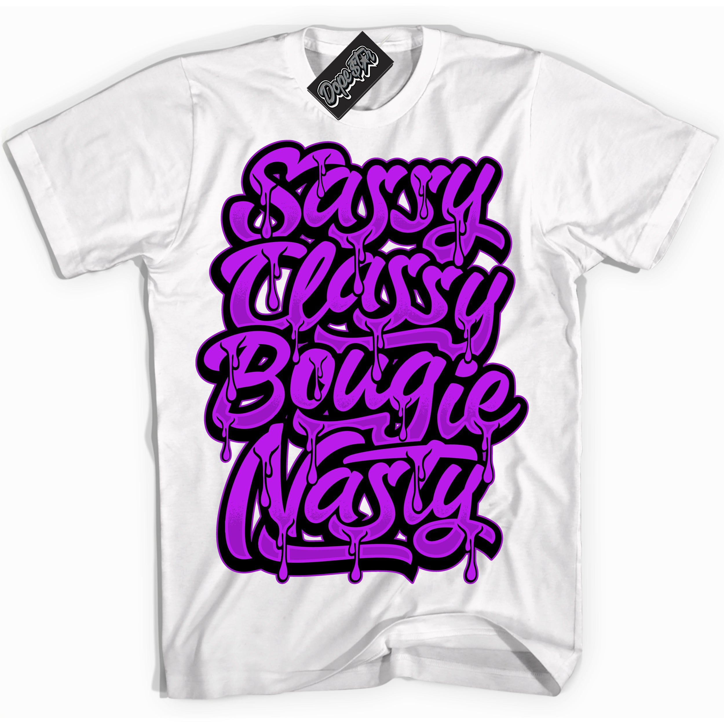 Cool White Shirt with “ Sassy Classy” design that perfectly matches RTKT Genesis Dunk Sneakers.