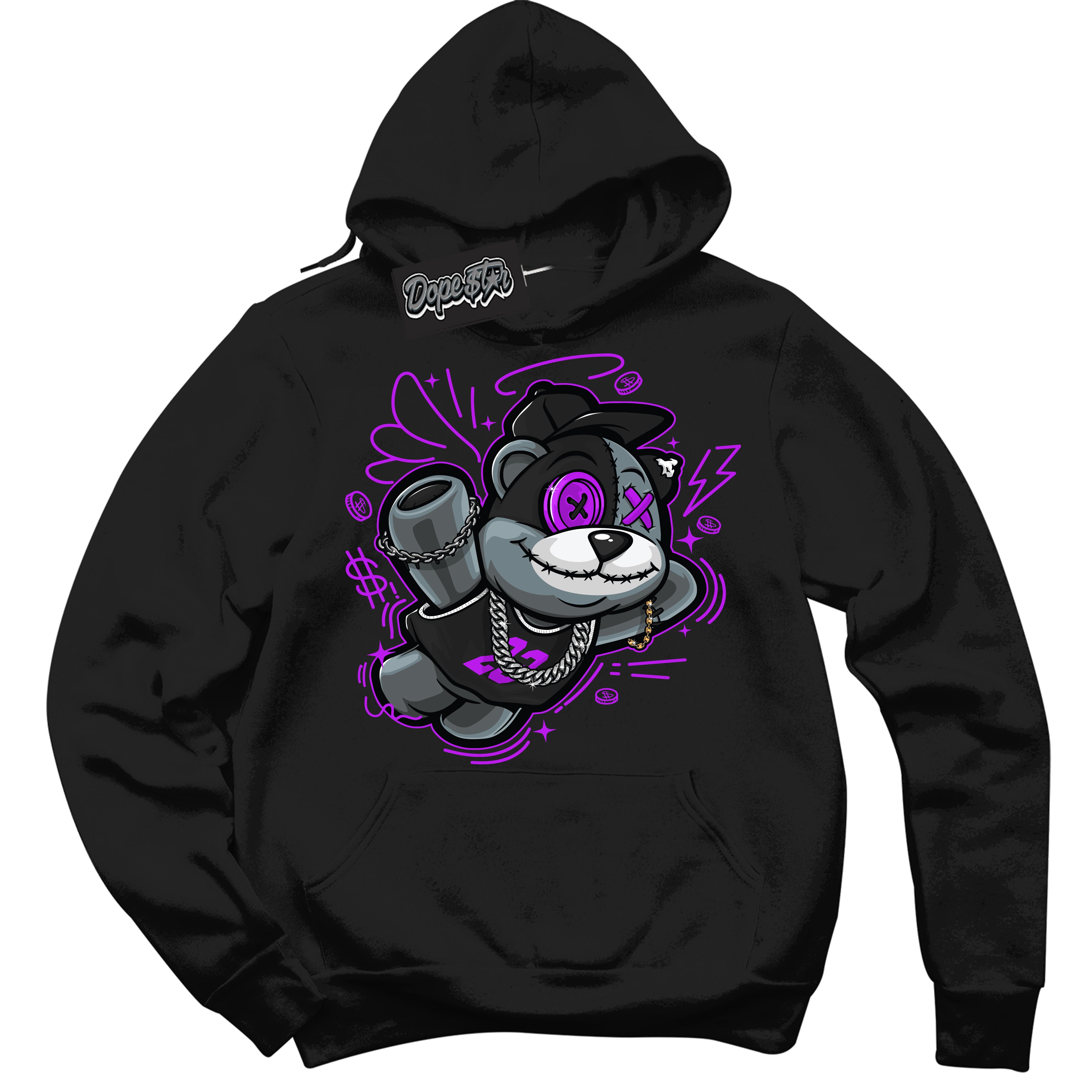 Cool Black Hoodie with “ Slam Dunk Bear ” design that Perfectly Matches RTKT Genesis Dunk Sneakers.