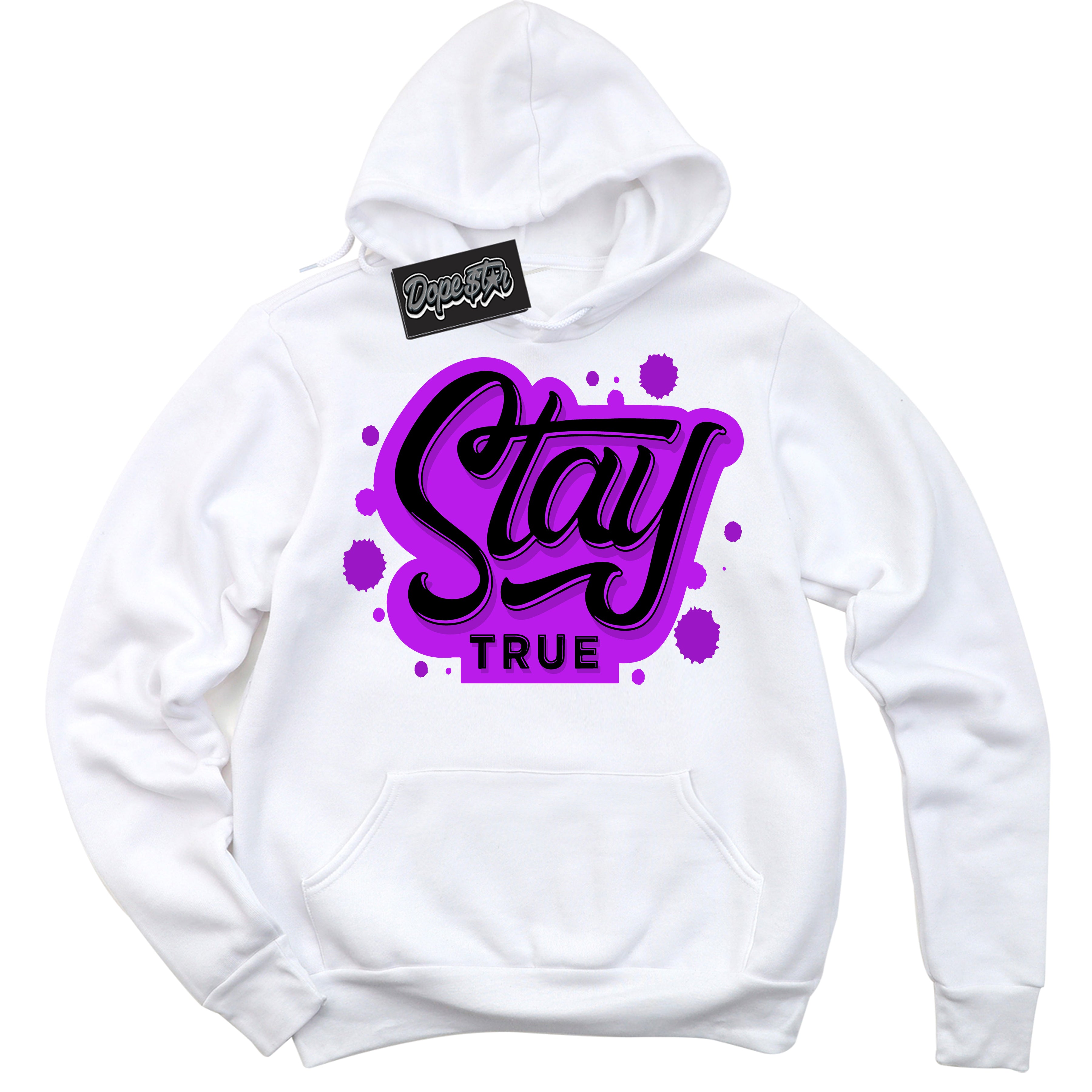 Cool White Hoodie with “ Stay True ” design that Perfectly Matches RTKT Genesis Dunk Sneakers.