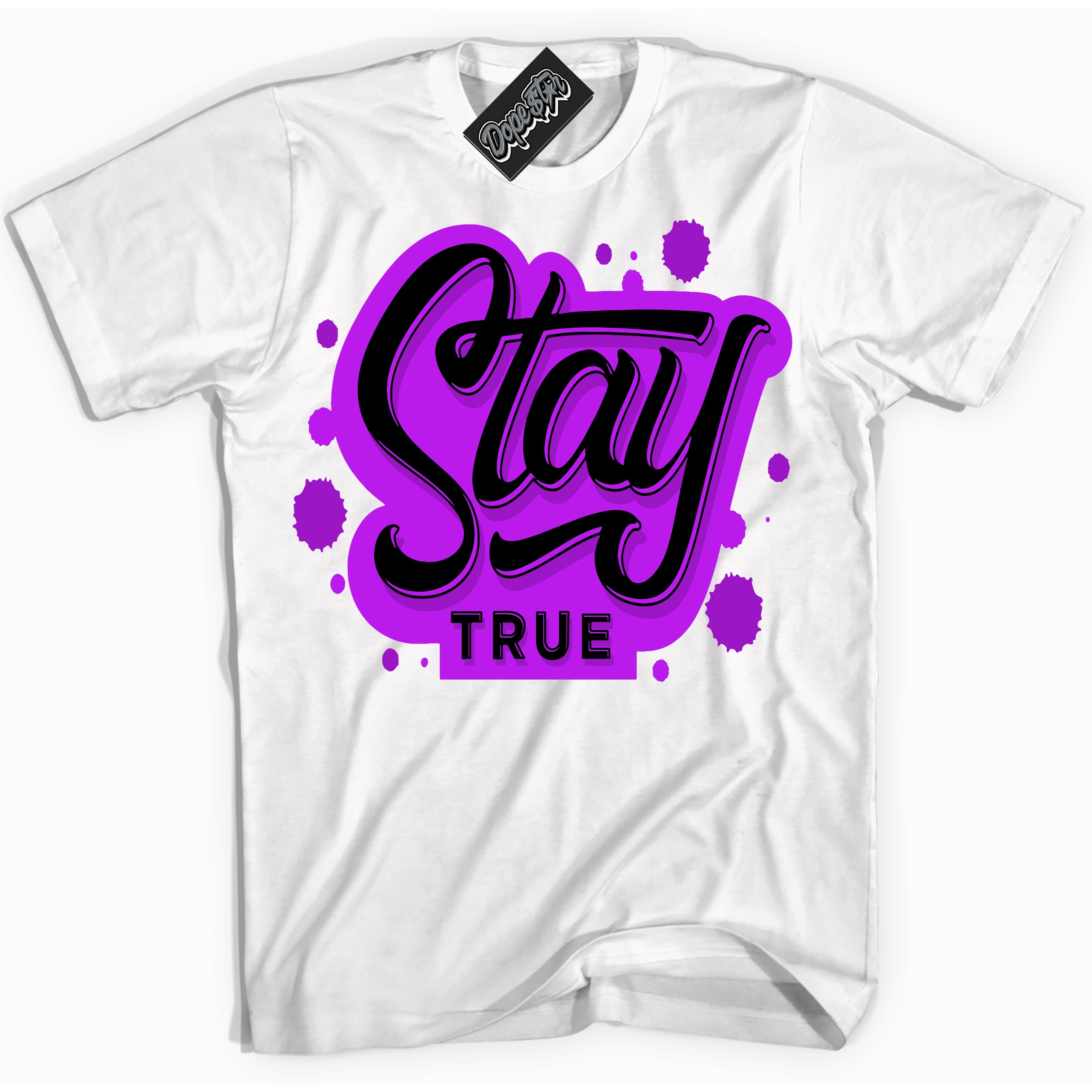 Cool White Shirt with “ Stay True” design that perfectly matches RTKT Genesis Dunk Sneakers.