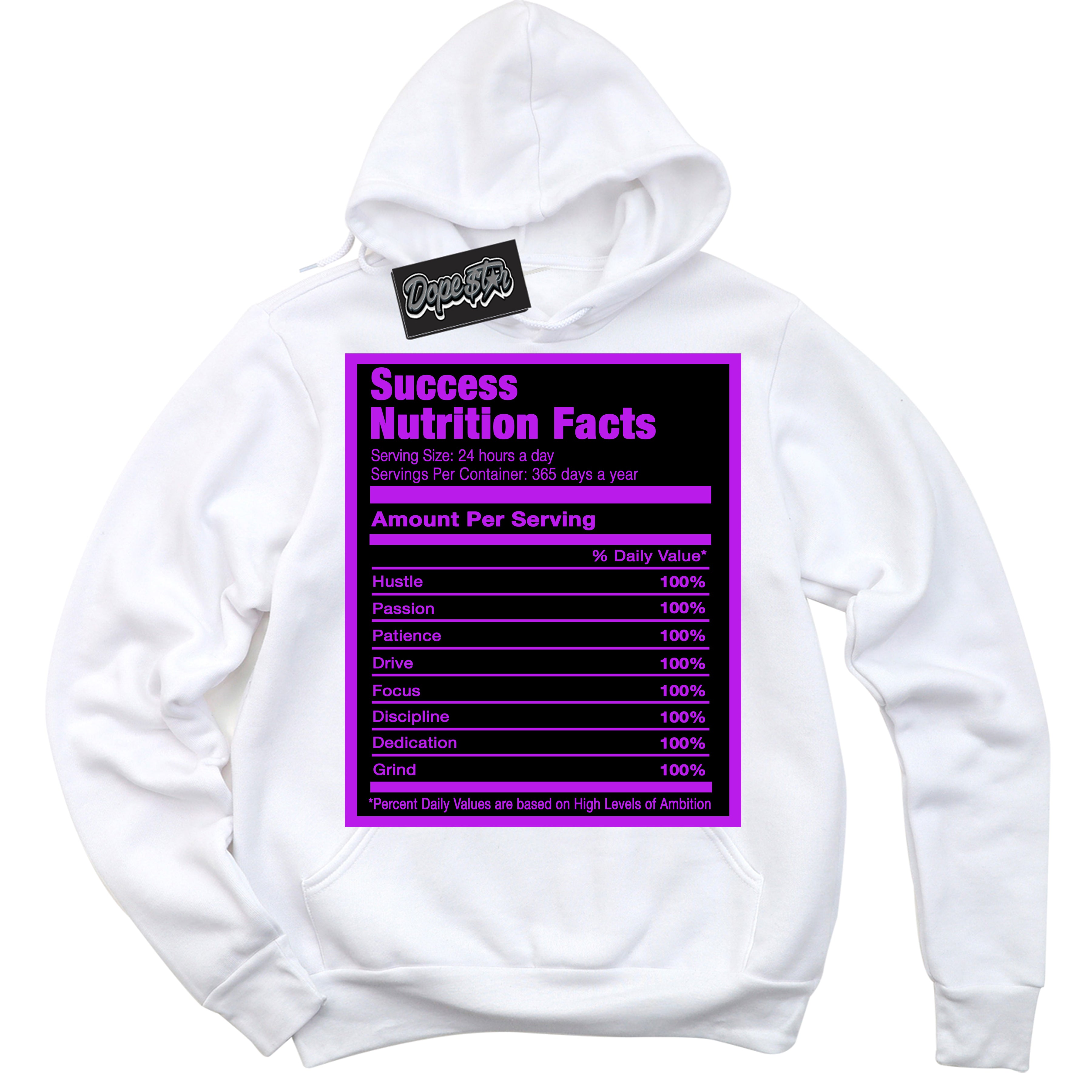 Cool White Hoodie with “ Success Nutrition ” design that Perfectly Matches RTKT Genesis Dunk Sneakers.