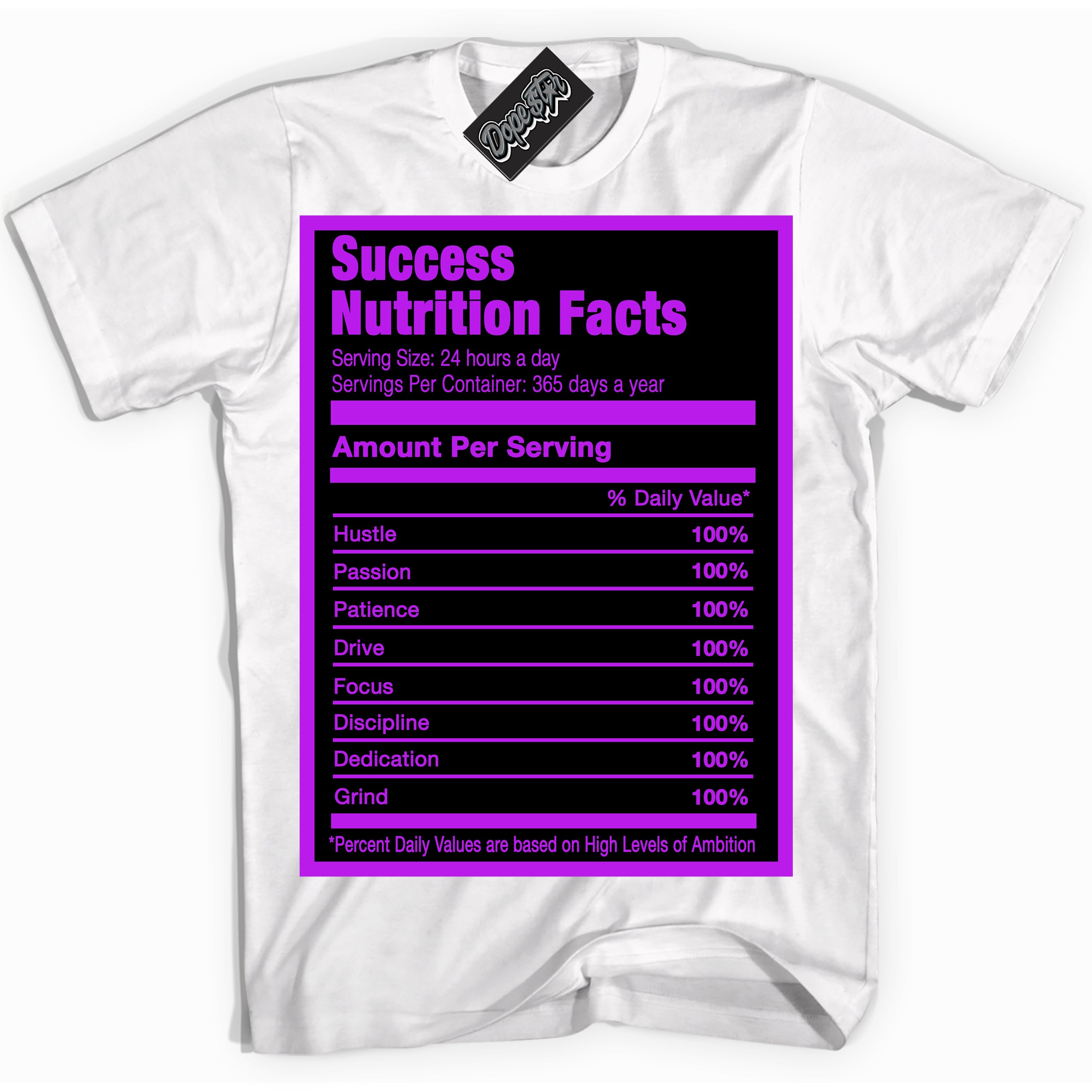 Cool White Shirt with “ Success Nutrition” design that perfectly matches RTKT Genesis Dunk Sneakers.