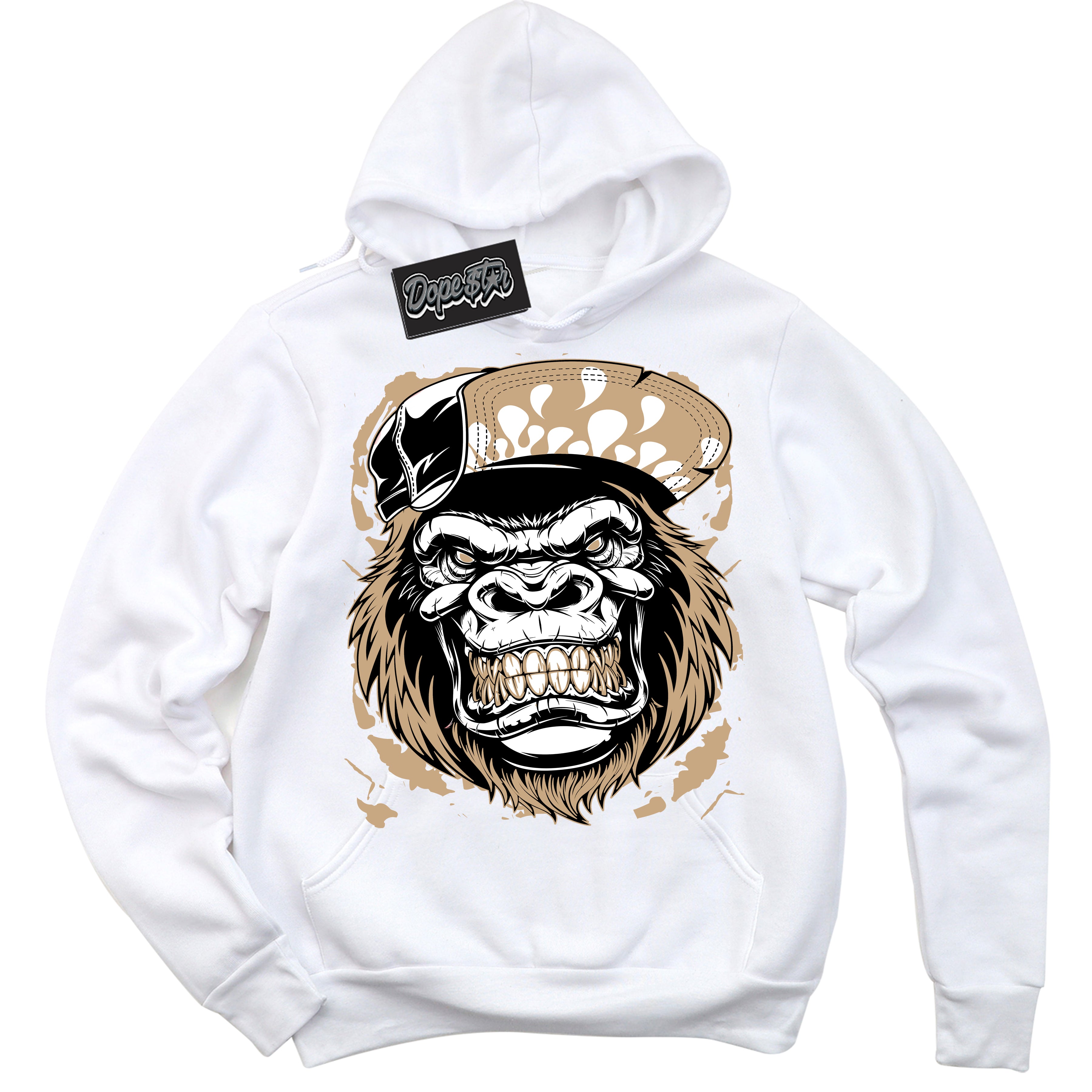 Cool White Hoodie with “Gorilla Beast” design that Perfectly Matches Black Anthracite Sesame Dunk.