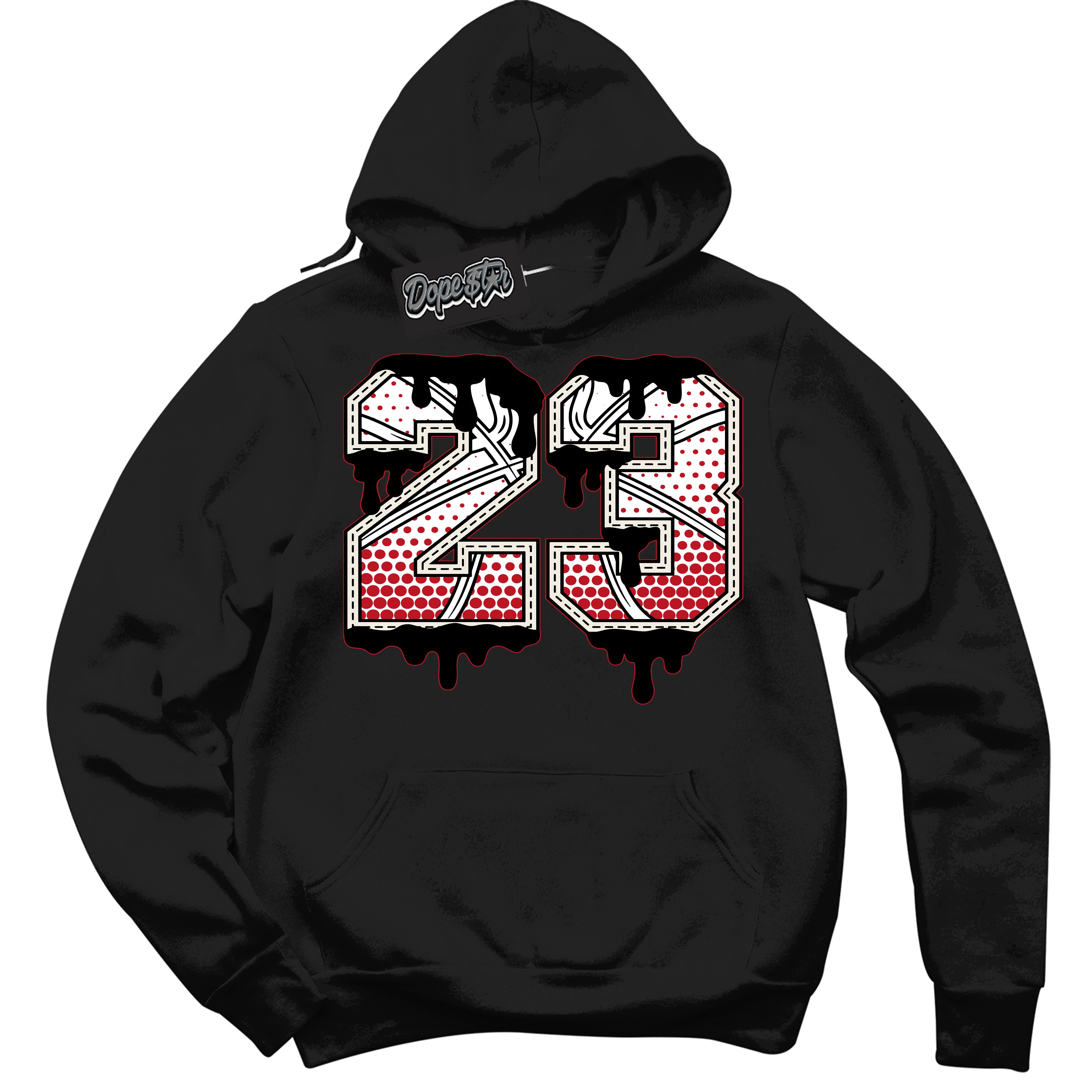 Cool Black Hoodie with “ 23 Ball ” design that Perfectly Matches Black Dragon Red Dunk.