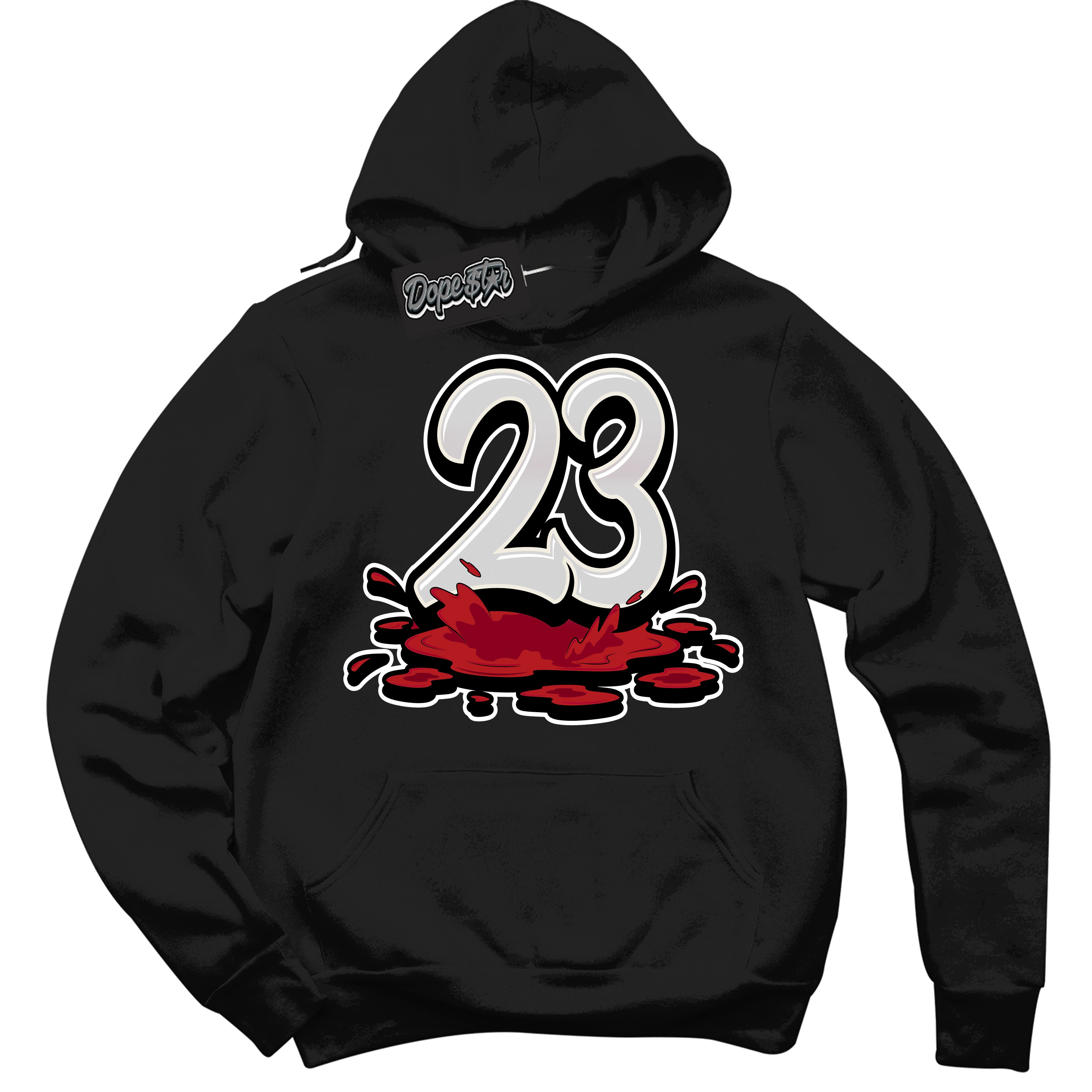 Cool Black Hoodie with “ 23 Melting ” design that Perfectly Matches Black Dragon Red Dunk.
