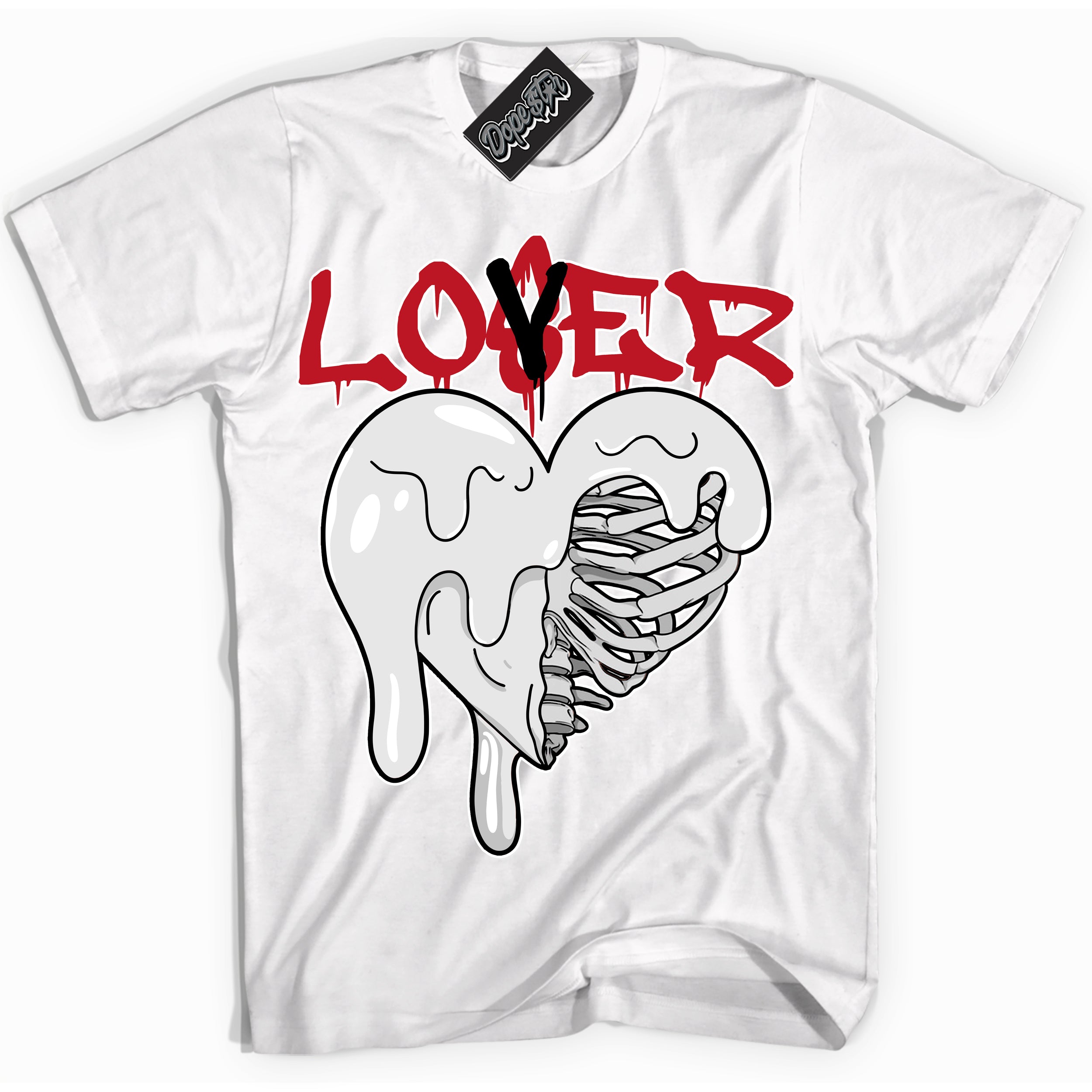 Cool White Shirt with “ Lover Loser ” design that perfectly matches Black Dragon Red Dunk.