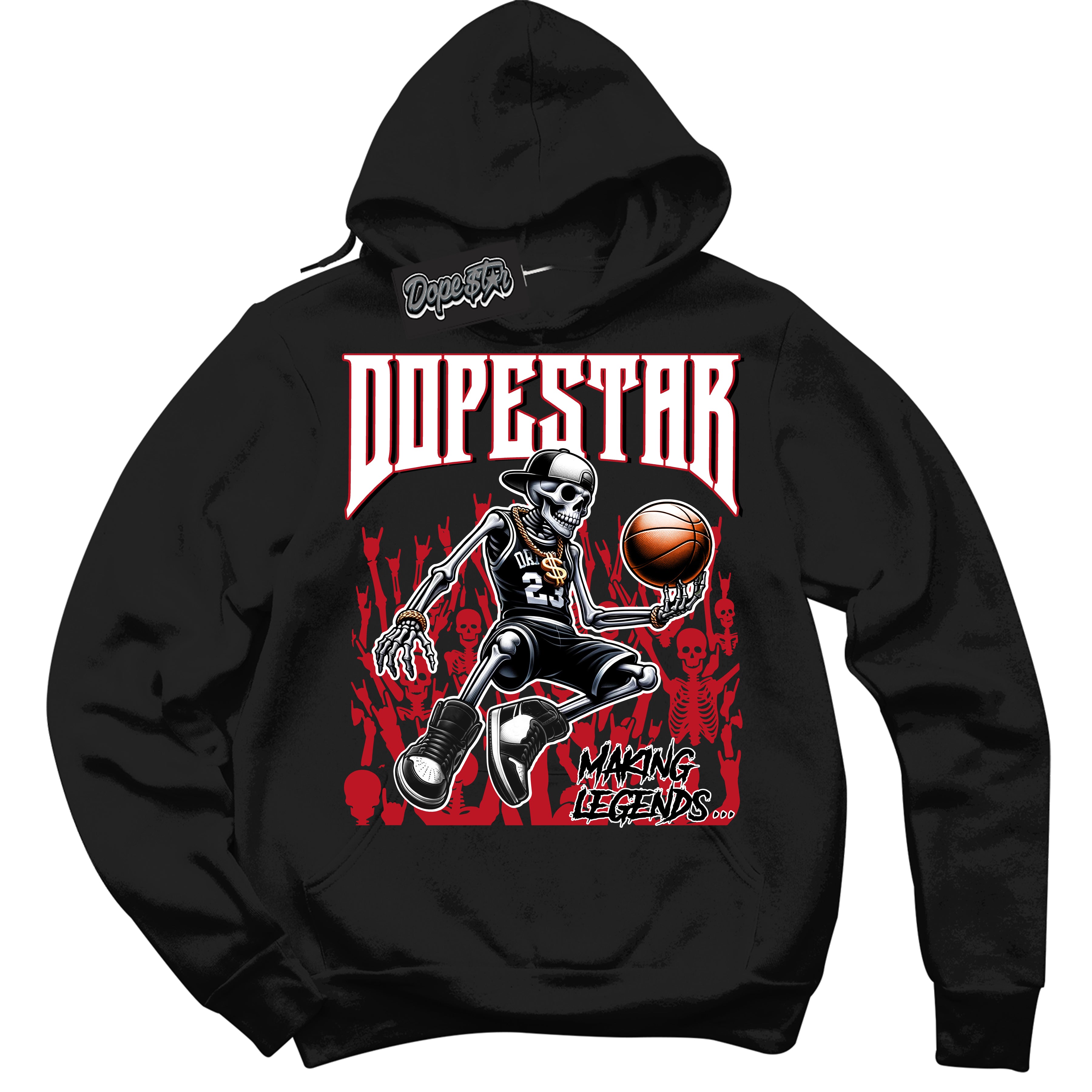 Cool Black Hoodie with “ Making Legends ” design that Perfectly Matches Black Dragon Red Dunk.