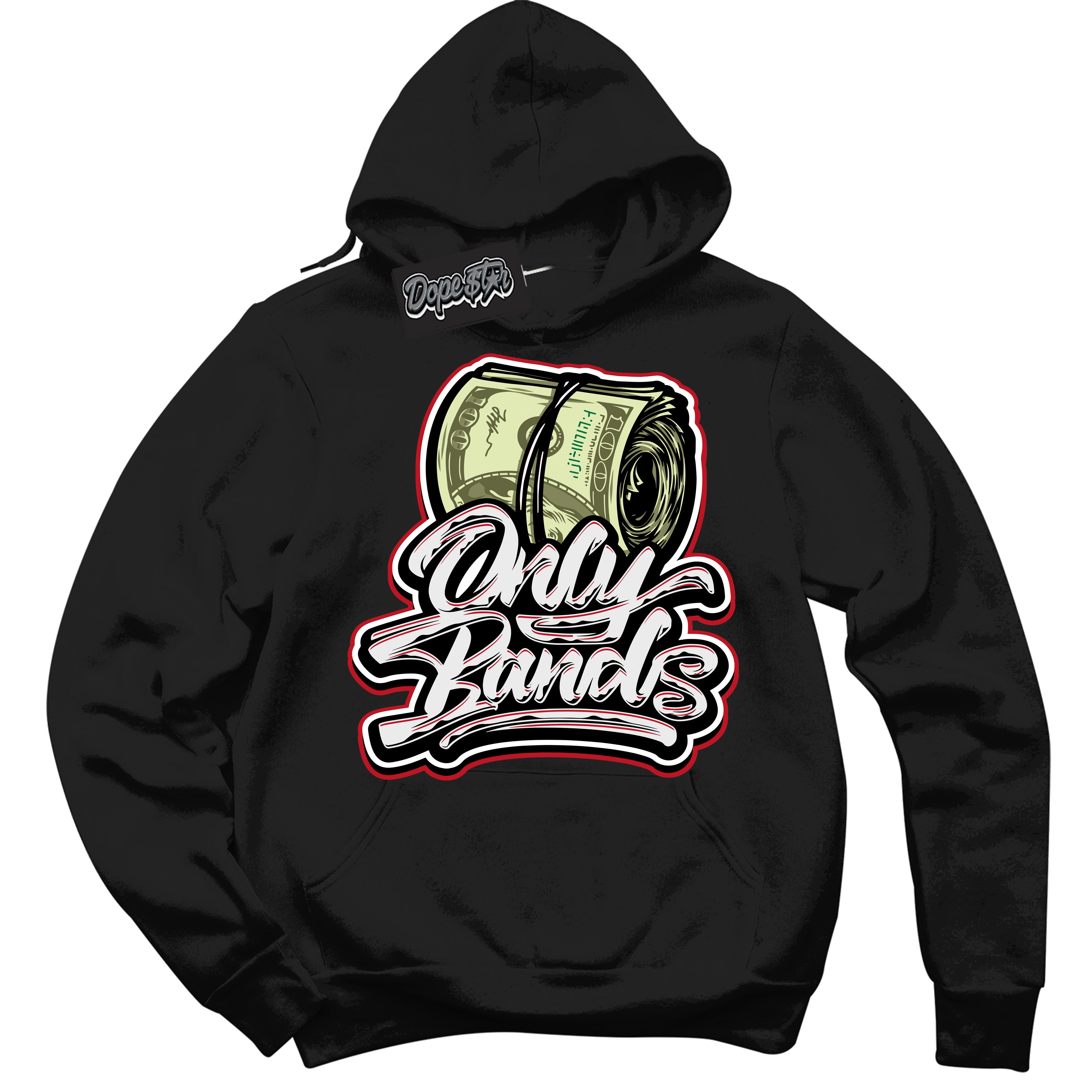 Cool Black Hoodie with “ Only Bands ” design that Perfectly Matches Black Dragon Red Dunk.