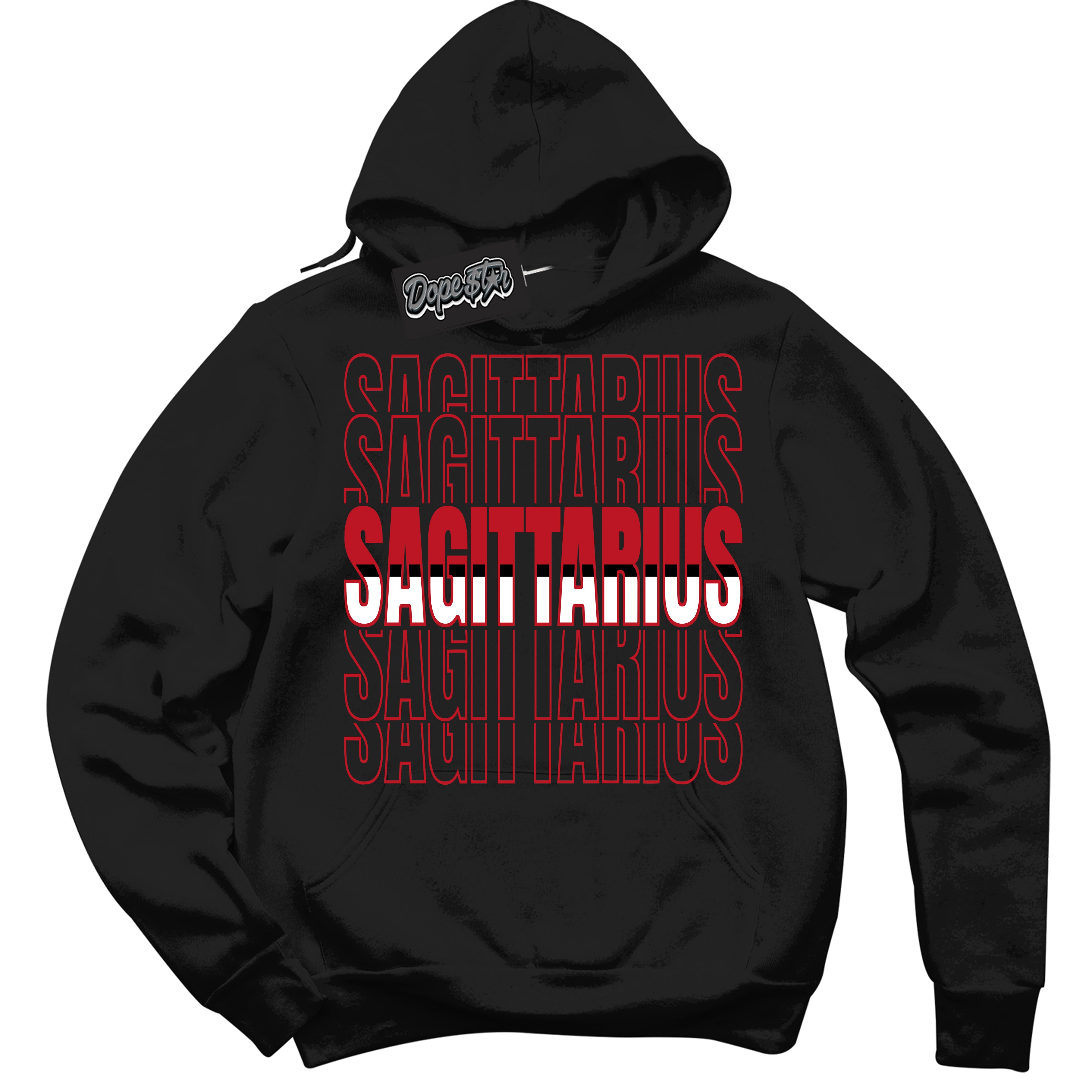 Cool Black Hoodie with “ Sagittarius ” design that Perfectly Matches Black Dragon Red Dunk.