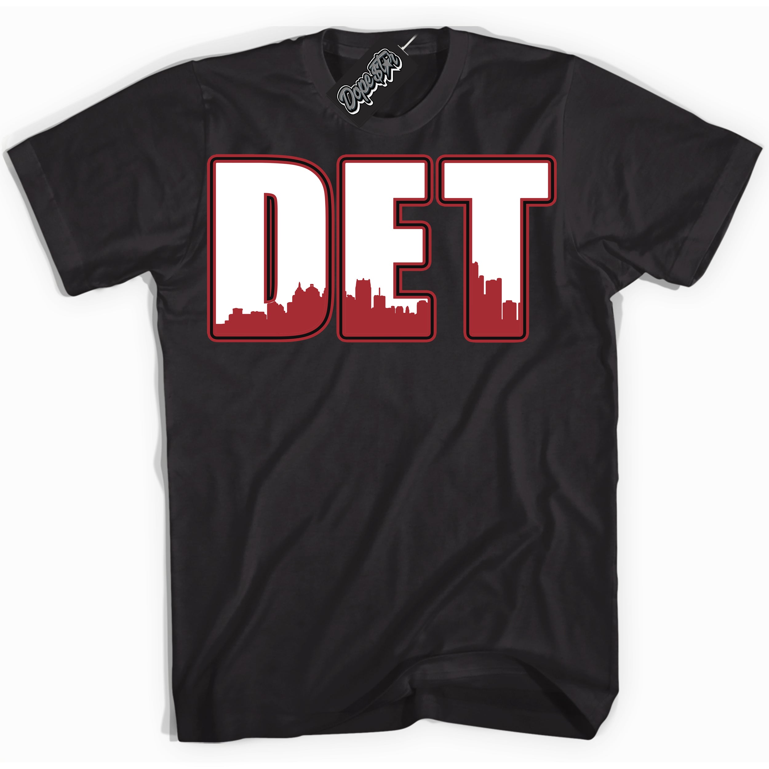 Dunk Low Black Toe Bright Crimson 'Detroit' Shirt – Black Streetwear T-Shirt | Sneaker Matching Tee for Dunk Low Black Toe Bright Crimson | Men's & Women's Streetwear Outfit by Sneaker Shirts Outlet.