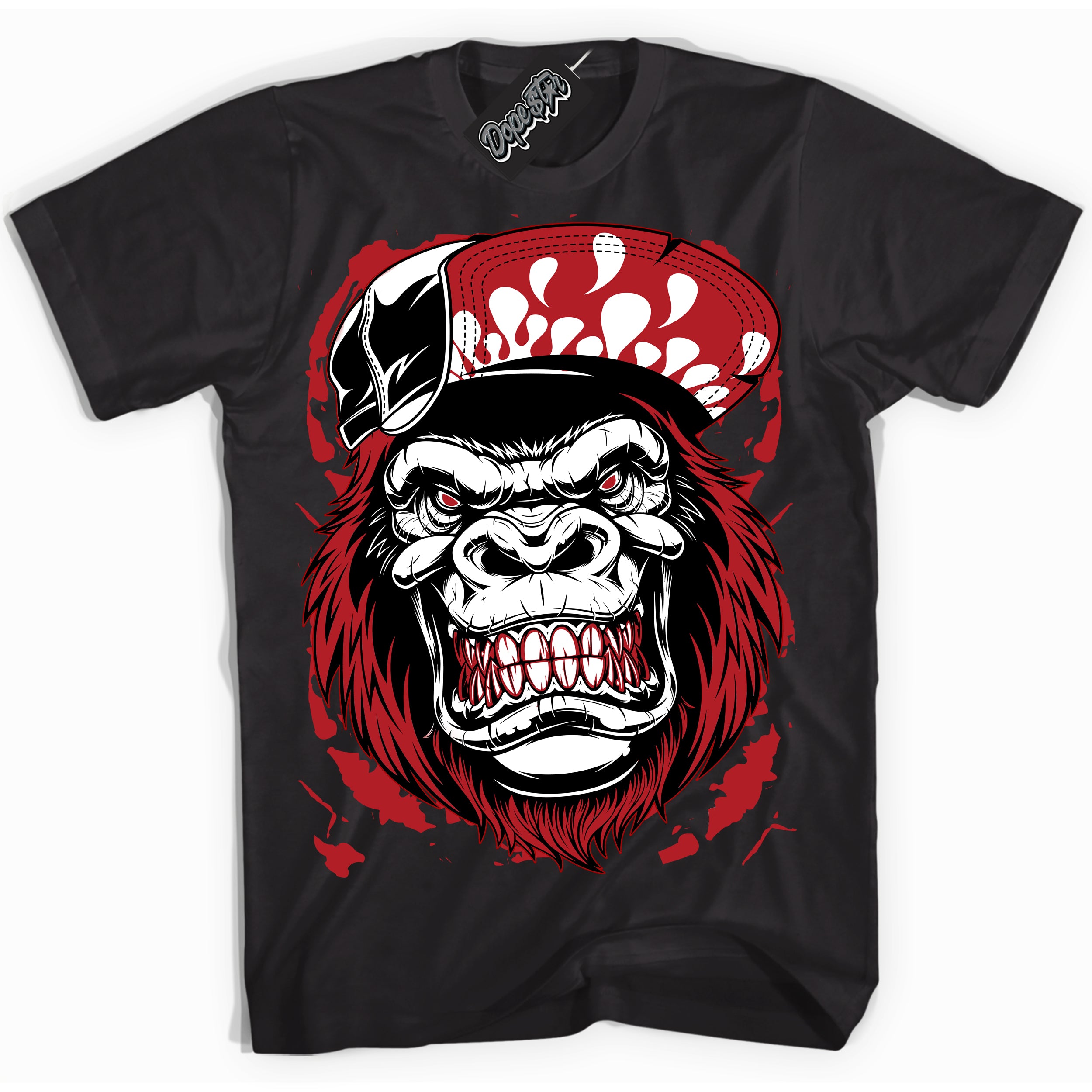 Dunk Low Black Toe Bright Crimson 'Gorilla Beast' Shirt – Black Streetwear T-Shirt | Sneaker Matching Tee for Dunk Low Black Toe Bright Crimson | Men's & Women's Streetwear Outfit by Sneaker Shirts Outlet.