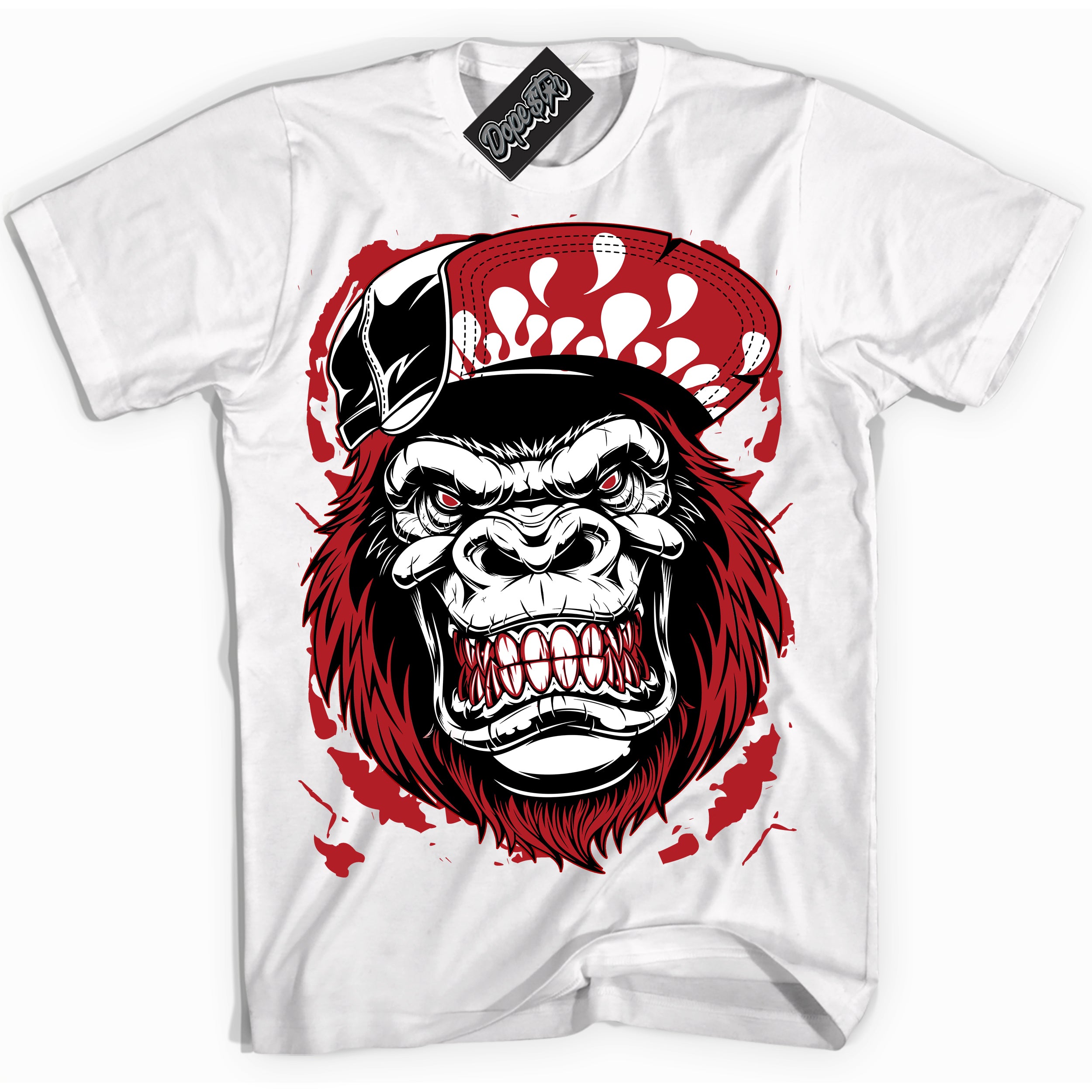 Dunk Low Black Toe Bright Crimson 'Gorilla Beast' Shirt – White Streetwear T-Shirt | Sneaker Matching Tee for Dunk Low Black Toe Bright Crimson | Men's & Women's Streetwear Outfit by Sneaker Shirts Outlet.
