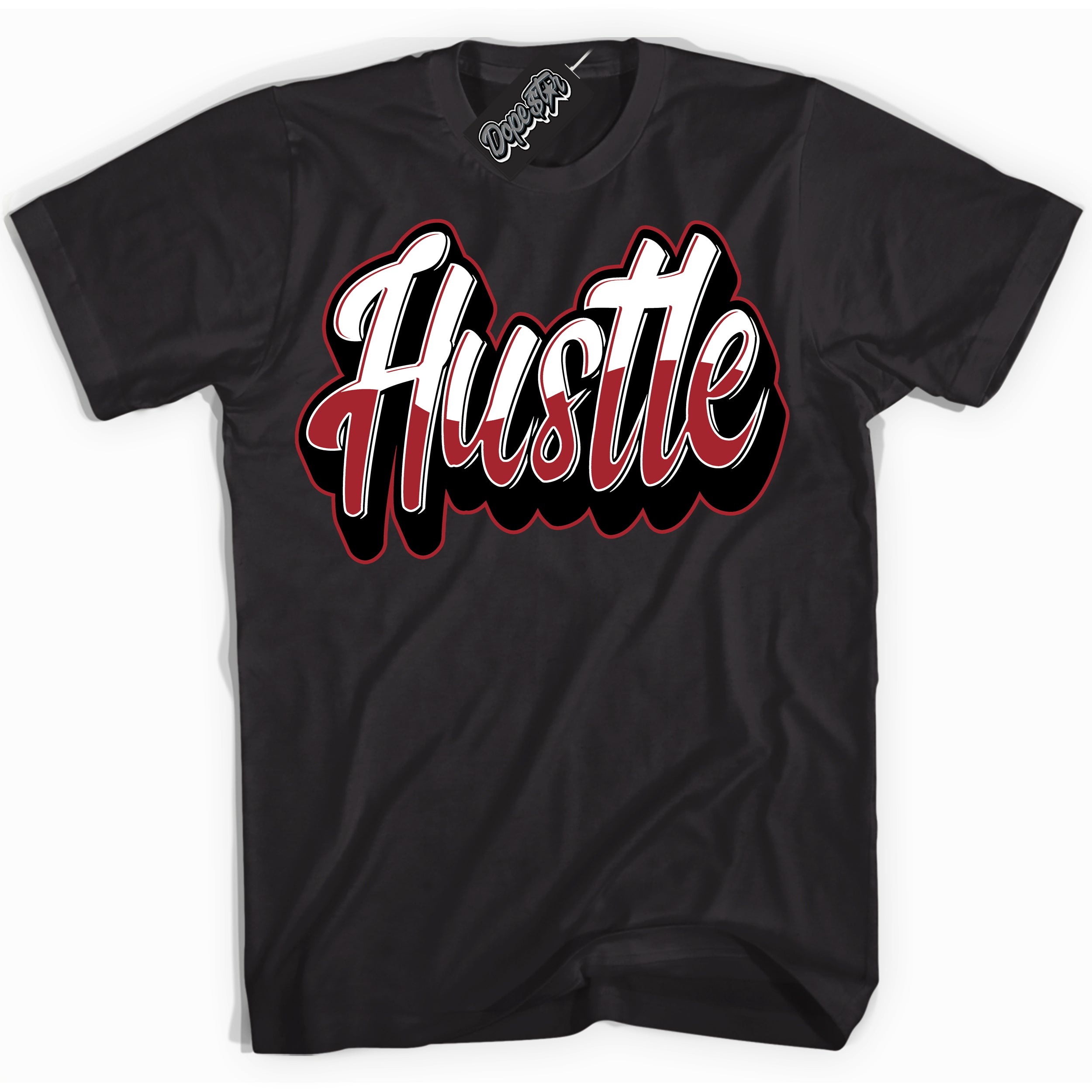 Dunk Low Black Toe Bright Crimson 'Hustle' Shirt – Black Streetwear T-Shirt | Sneaker Matching Tee for Dunk Low Black Toe Bright Crimson | Men's & Women's Streetwear Outfit by Sneaker Shirts Outlet.