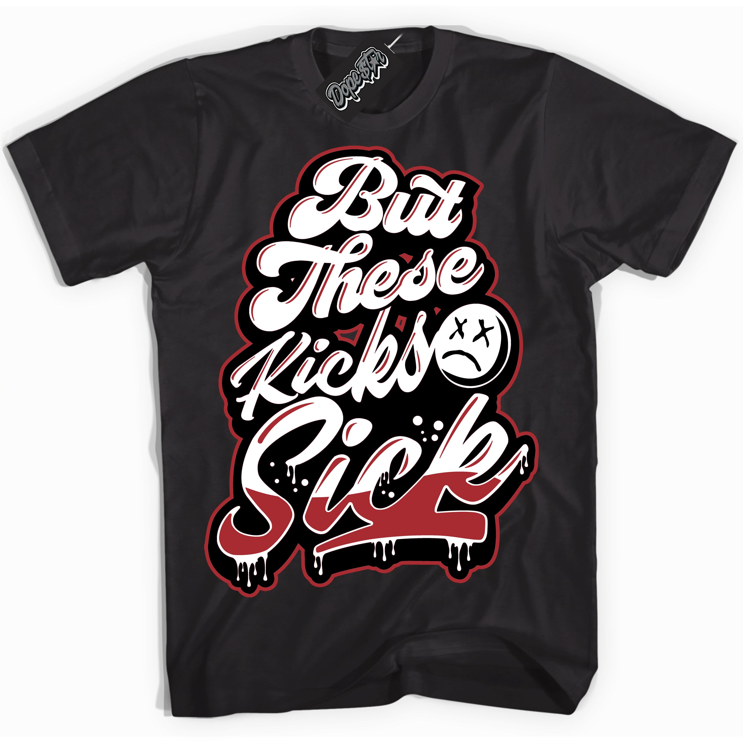 Dunk Low Black Toe Bright Crimson 'Kick Sick' Shirt – Black Streetwear T-Shirt | Sneaker Matching Tee for Dunk Low Black Toe Bright Crimson | Men's & Women's Streetwear Outfit by Sneaker Shirts Outlet.