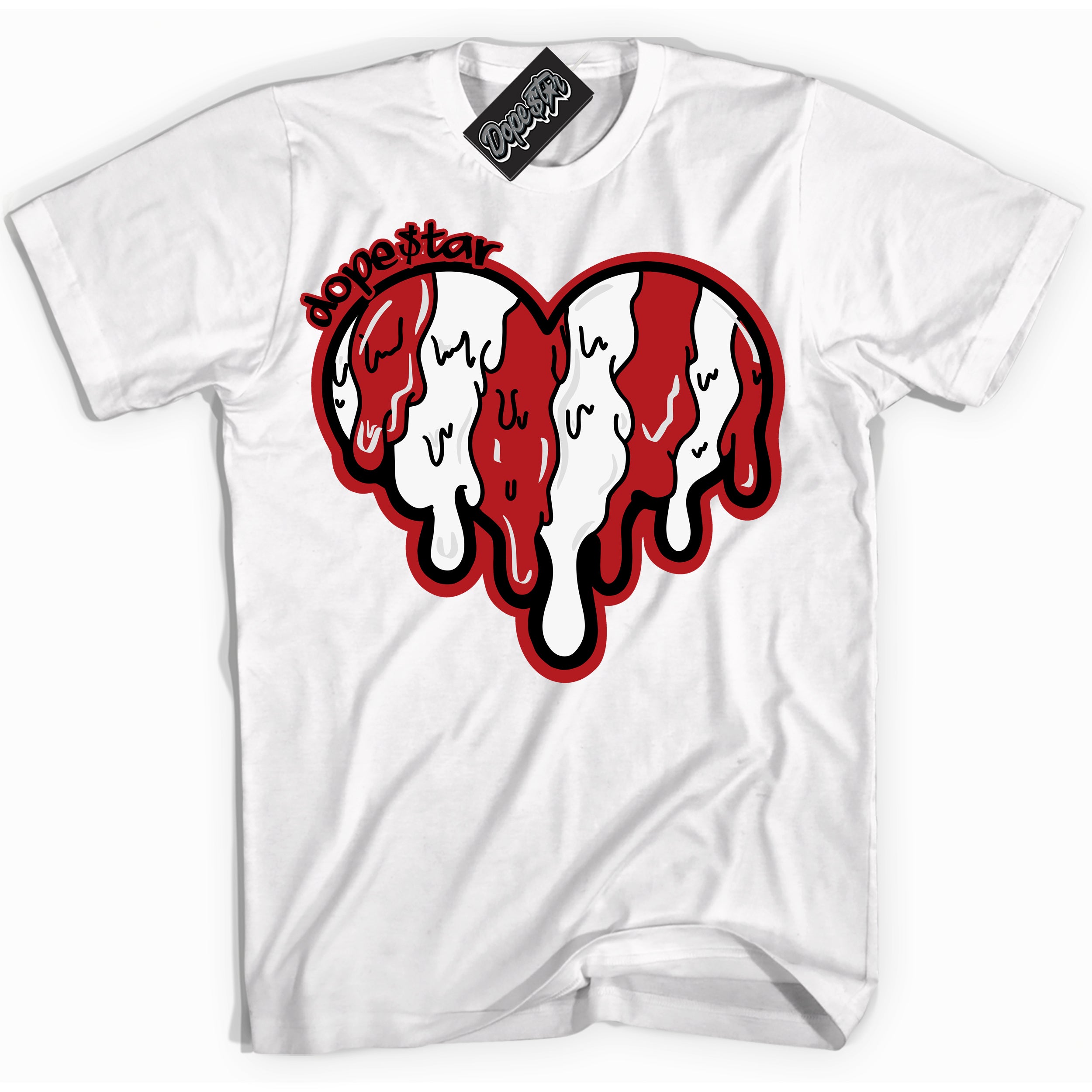 Dunk Low Black Toe Bright Crimson 'Melting Heart' Shirt – White Streetwear T-Shirt | Sneaker Matching Tee for Dunk Low Black Toe Bright Crimson | Men's & Women's Streetwear Outfit by Sneaker Shirts Outlet.