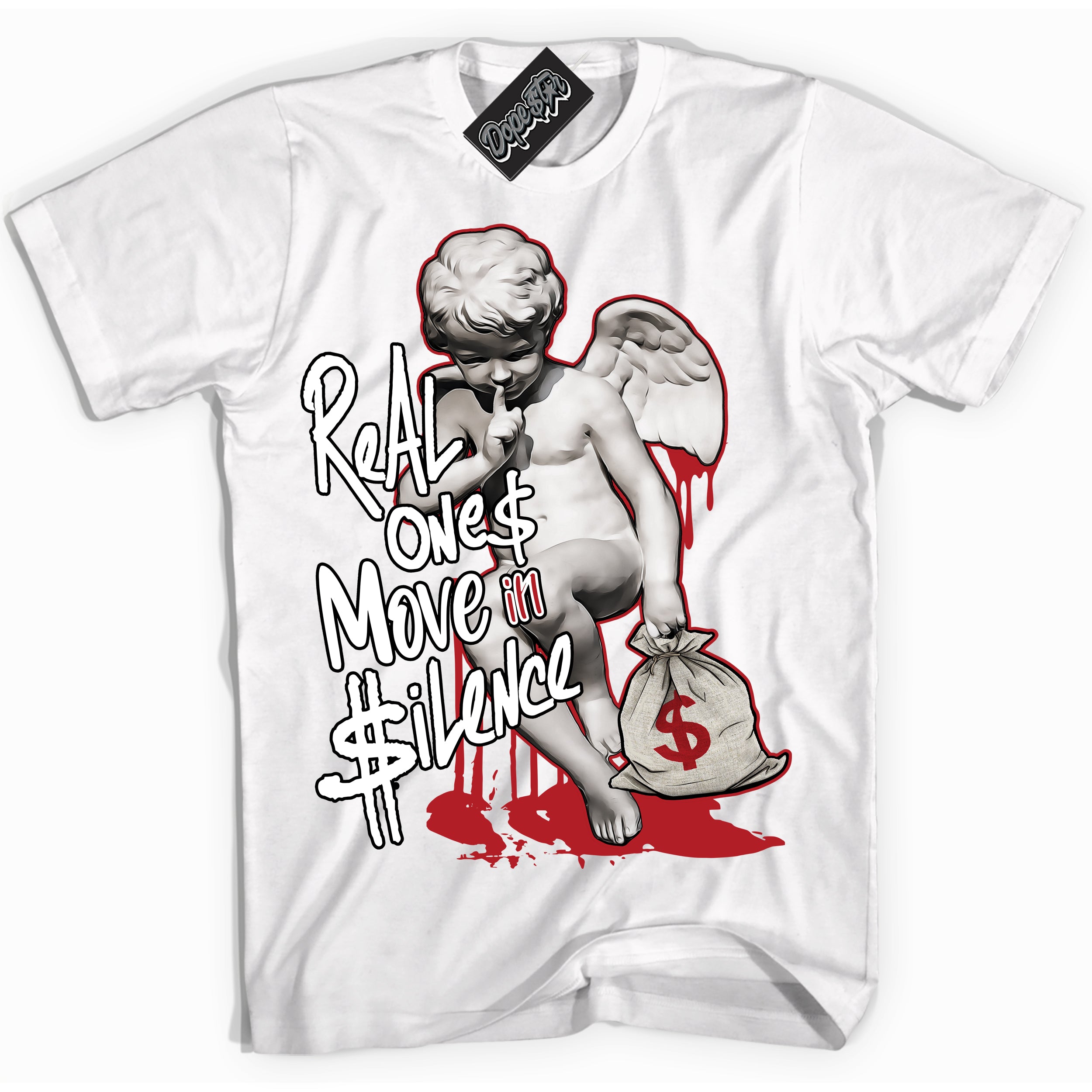 Dunk Low Black Toe Bright Crimson 'Real Ones Cherub' Shirt – White Streetwear T-Shirt | Sneaker Matching Tee for Dunk Low Black Toe Bright Crimson | Men's & Women's Streetwear Outfit by Sneaker Shirts Outlet.