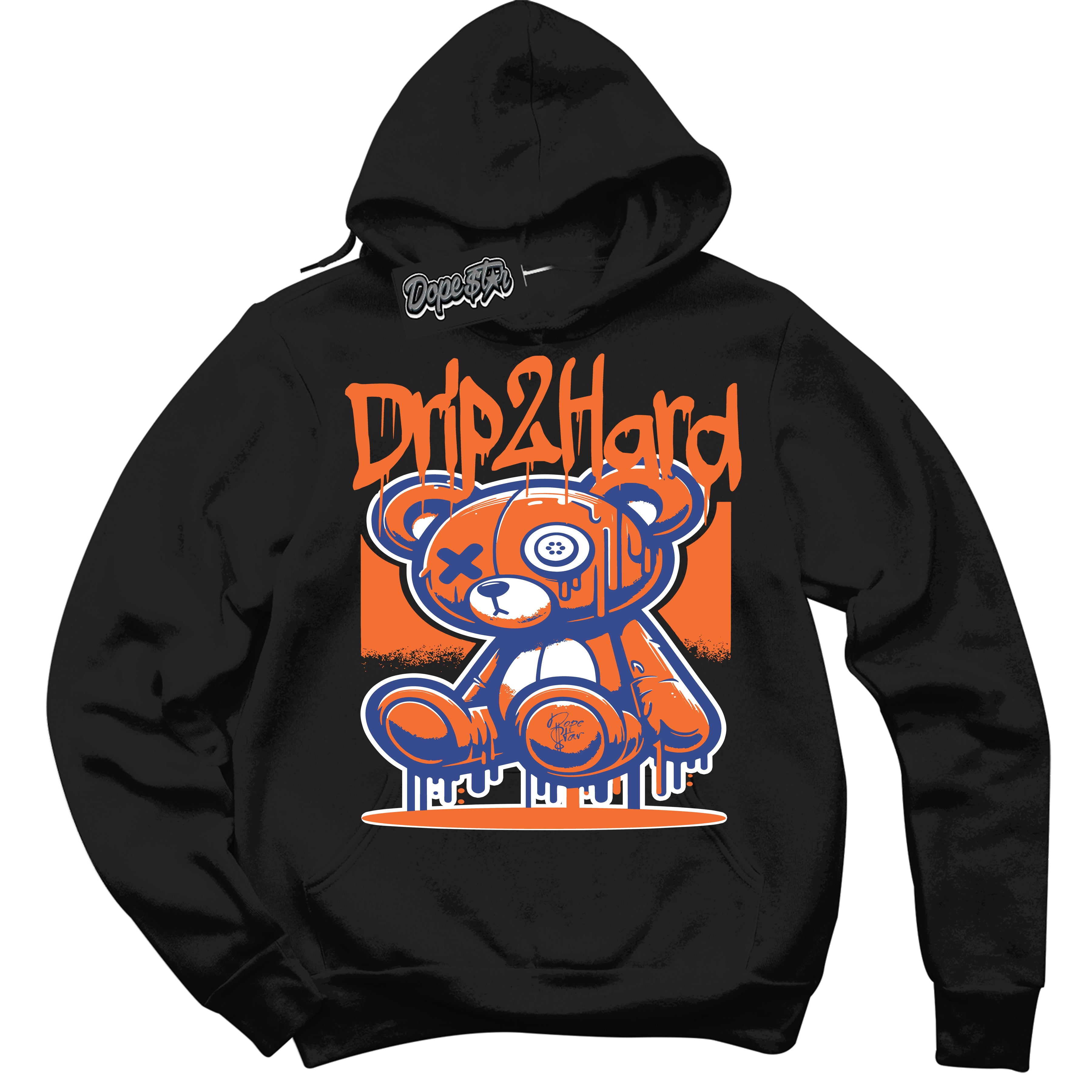 Cool Black Hoodie with “ Drip 2 Hard ” design that Perfectly Matches Low Knicks.