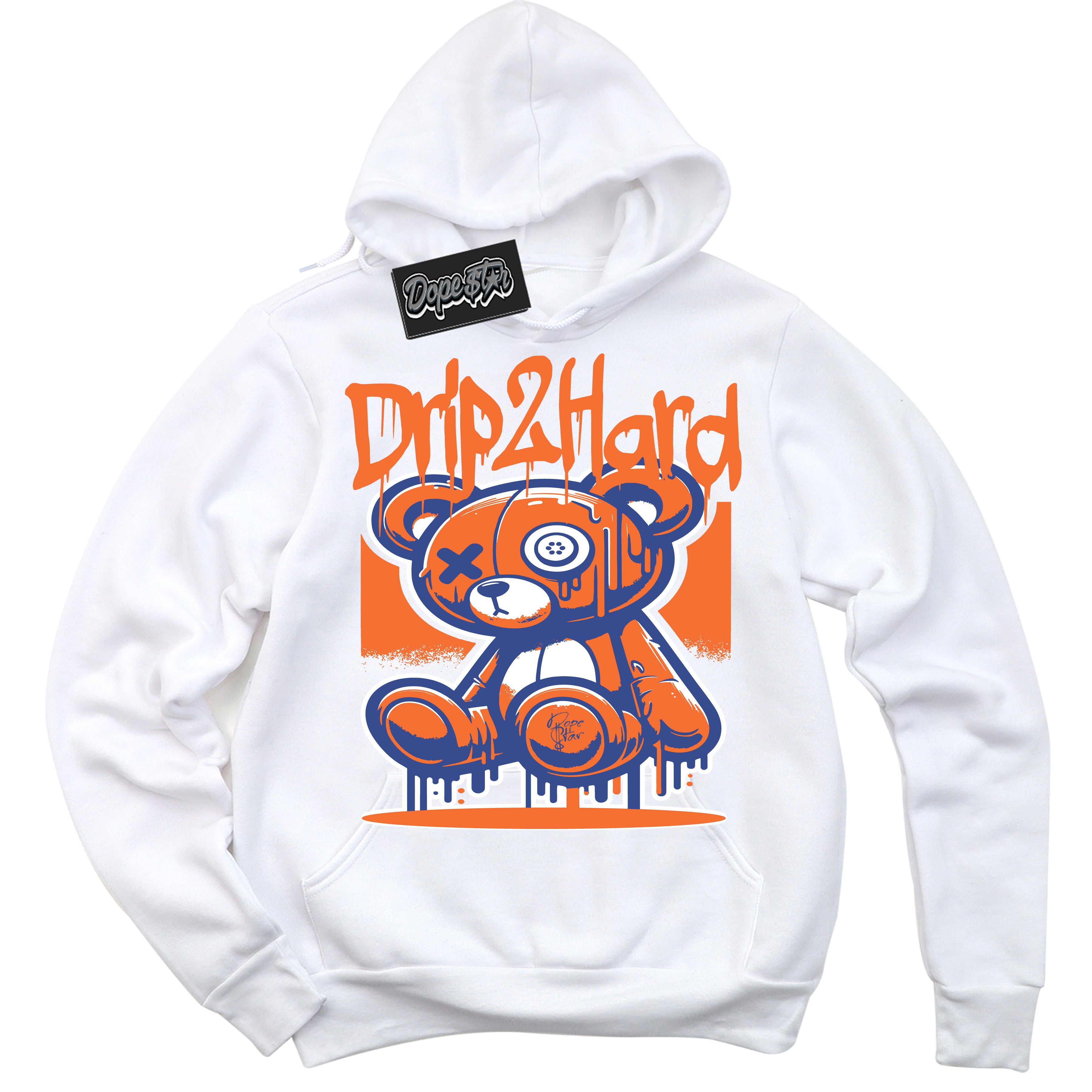 Cool White Hoodie with “ Drip 2 Hard ” design that Perfectly Matches Low Knicks.