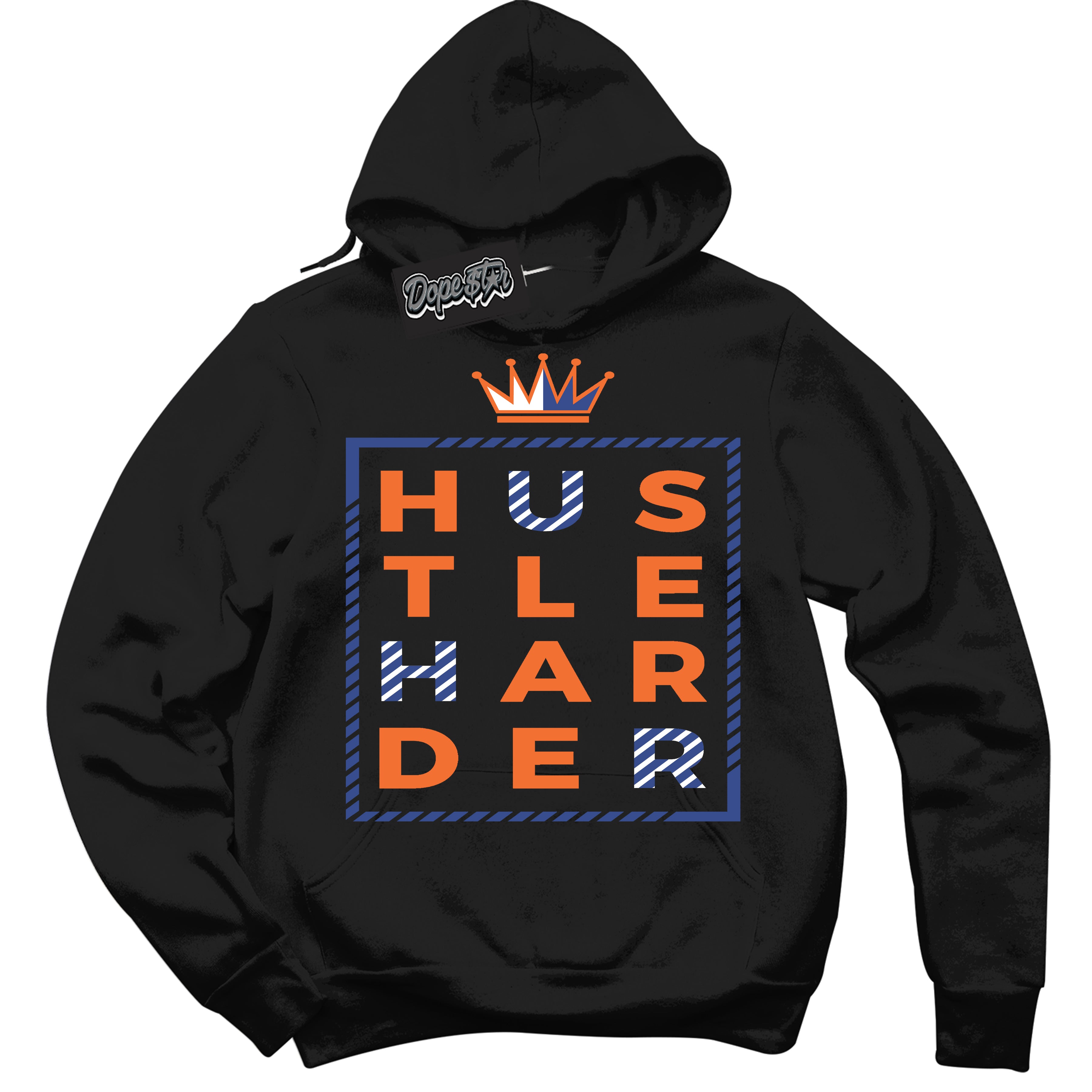 Cool Black Hoodie with “ Hustle Harder ” design that Perfectly Matches Low Knicks.