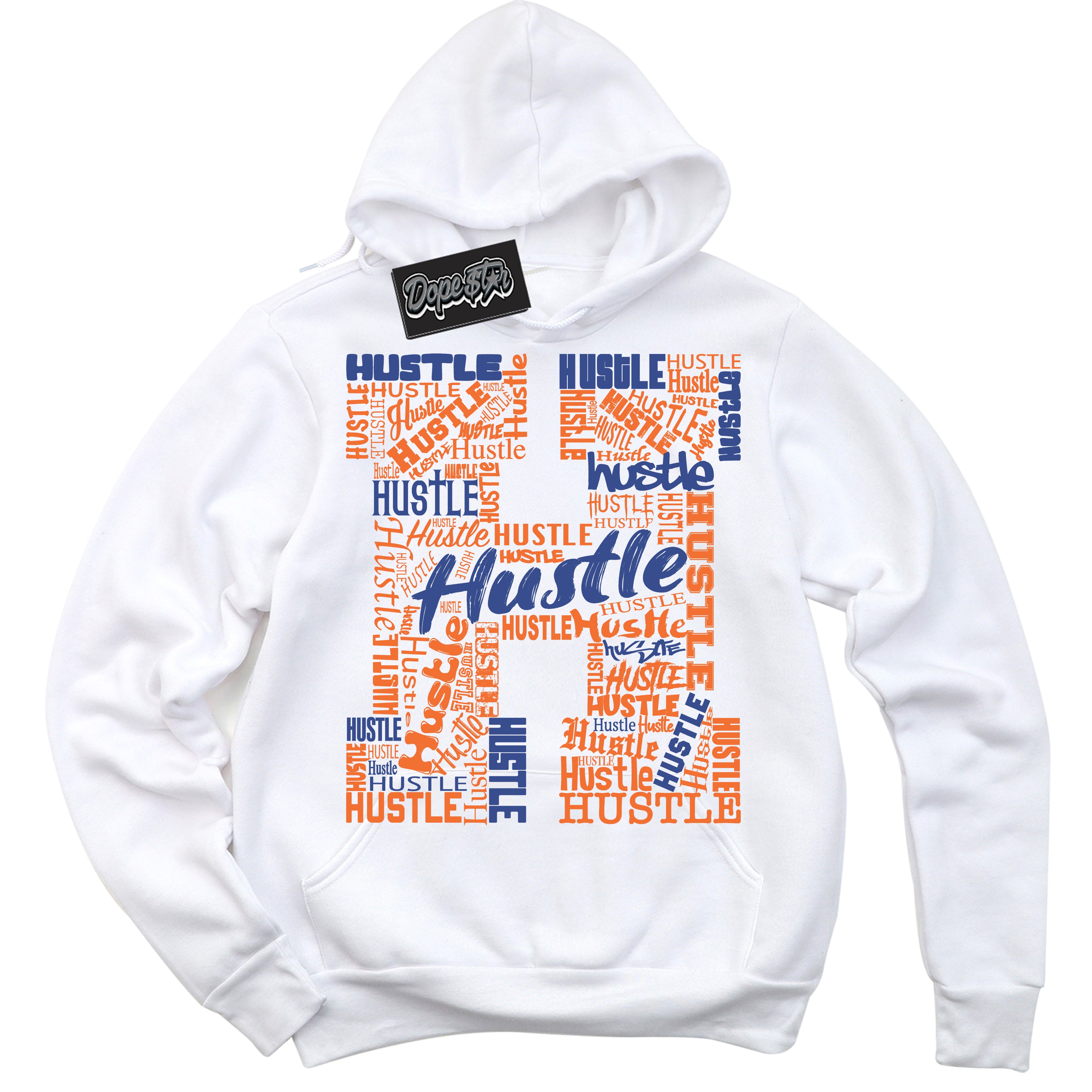 Cool White Hoodie with “ Hustle H ” design that Perfectly Matches Low Knicks.
