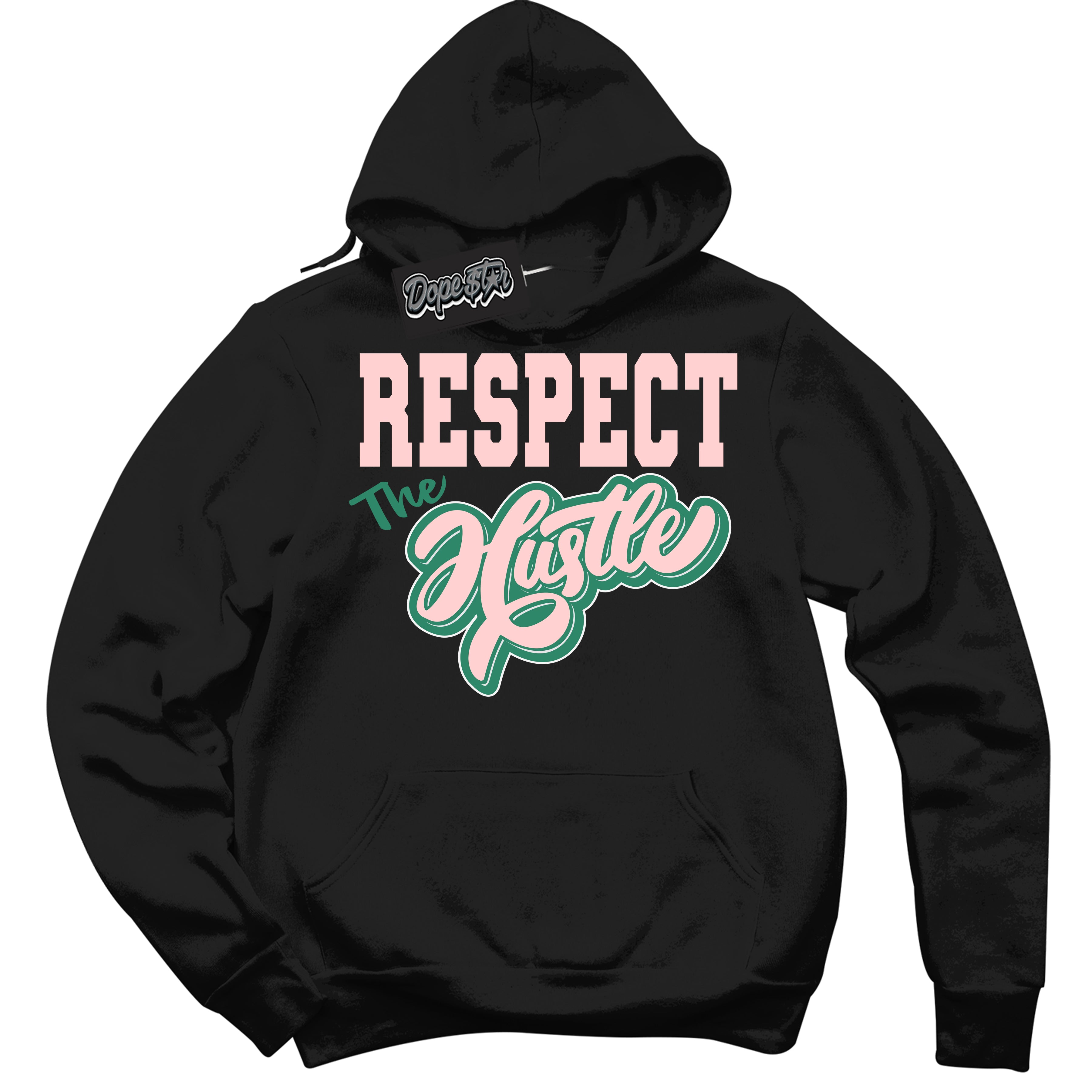 Cool Black Hoodie with “ Respect The Hustle ” design that Perfectly Matches Malachite Dunks.