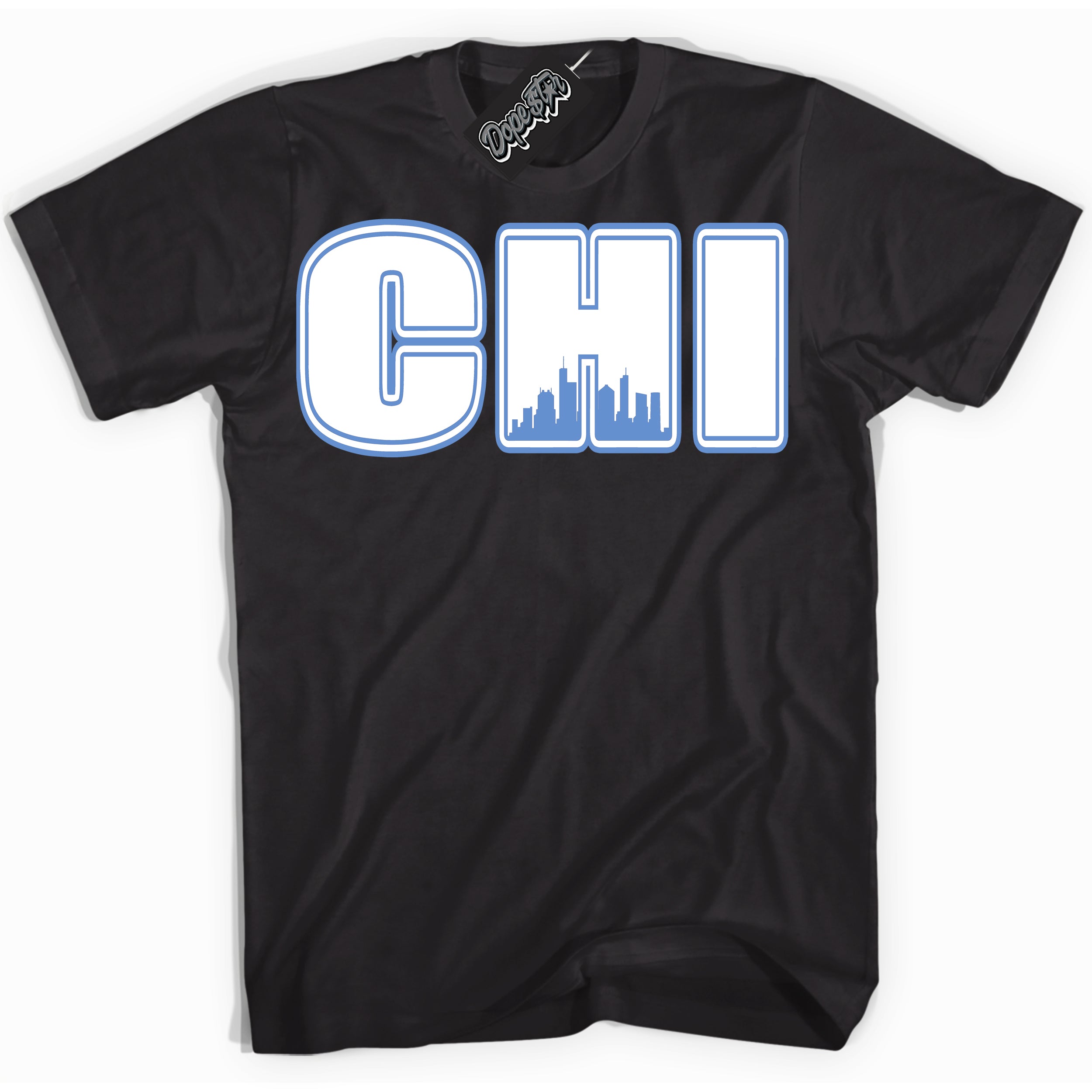 Cool Black Shirt with “ Chicago ” design that perfectly matches Polar Blue Dunk.
