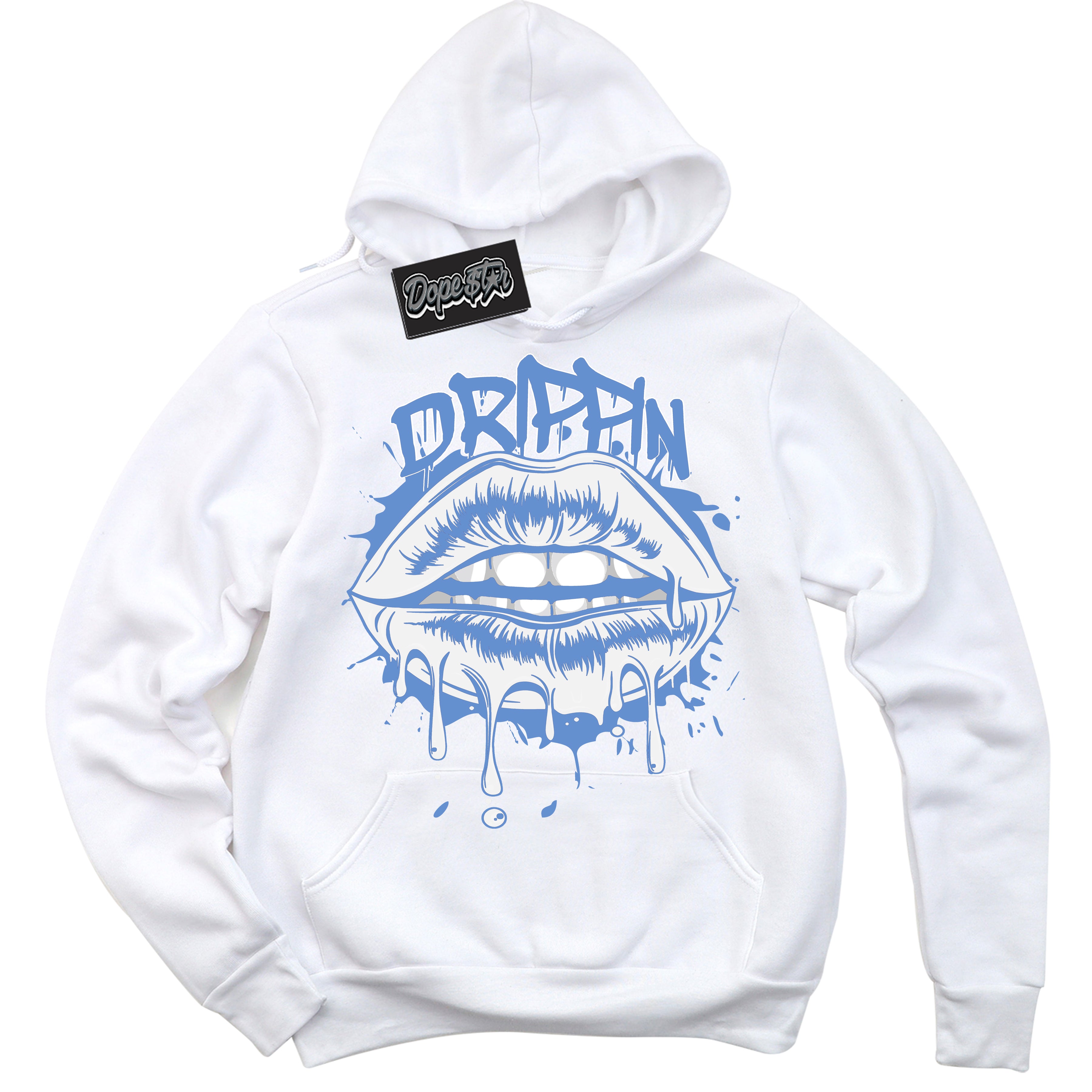 Cool White Hoodie with “ Drippin ” design that Perfectly Matches Polar Blue Dunk.
