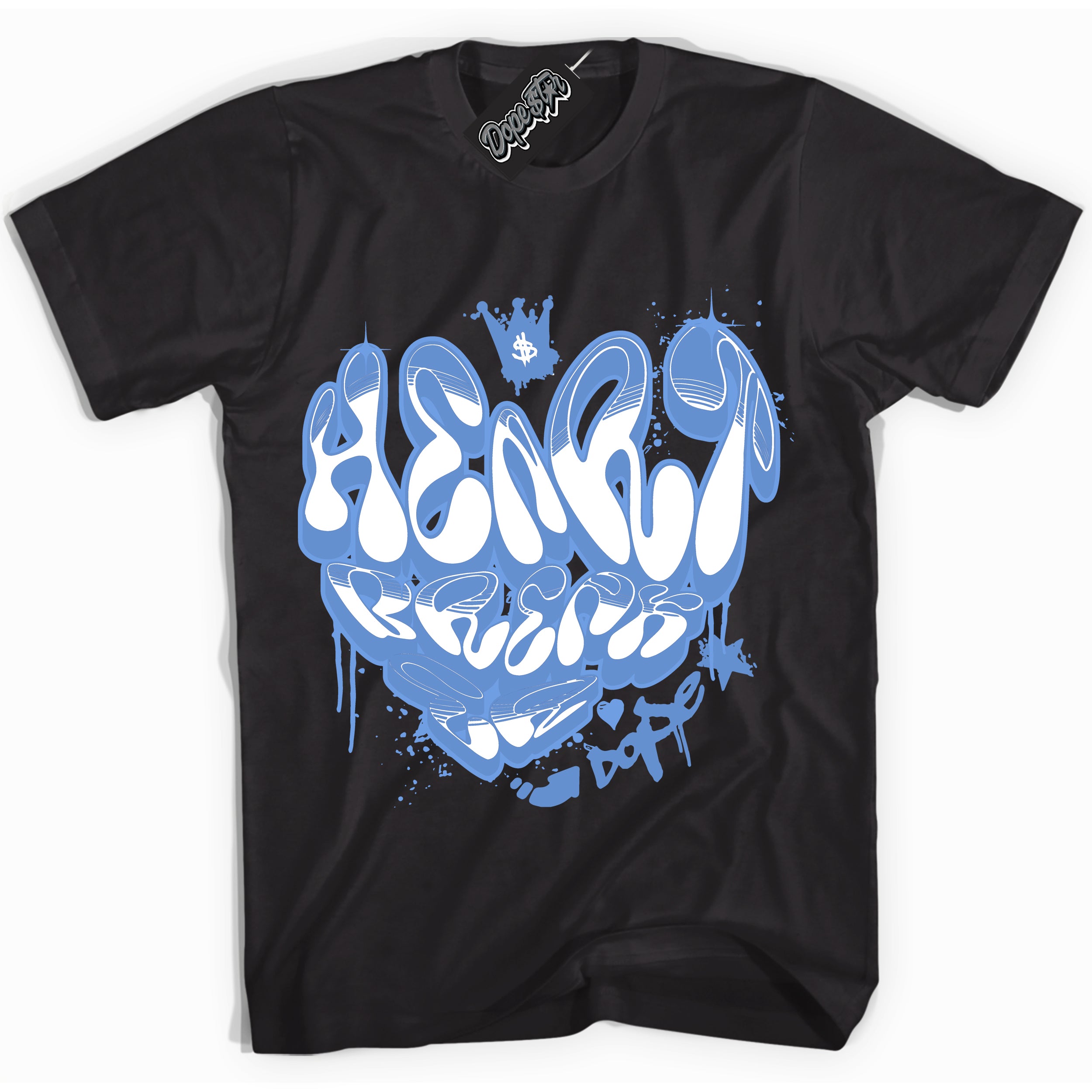 Cool Black Shirt with “ Heartbreaker Graffiti ” design that perfectly matches Polar Blue Dunk.