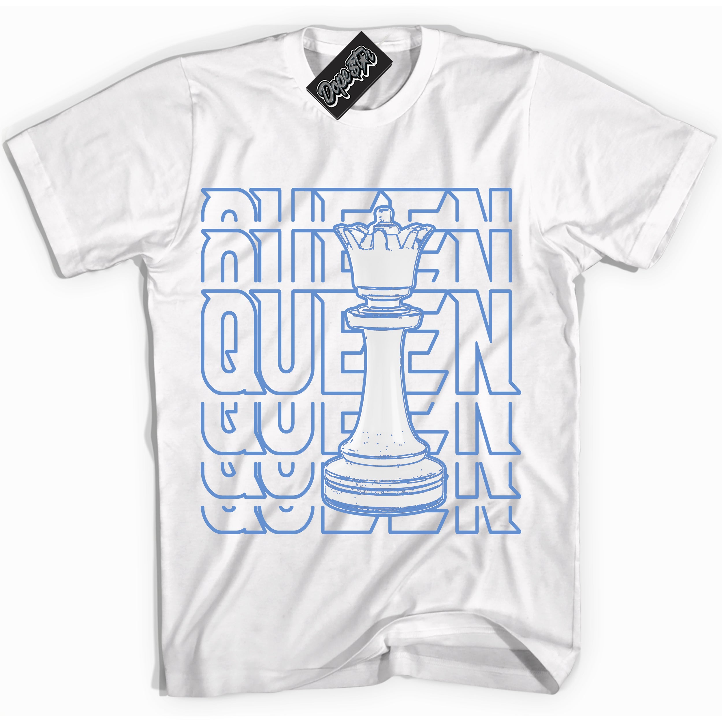 Cool White Shirt with “ Queen Chess ” design that perfectly matches Polar Blue Dunk.