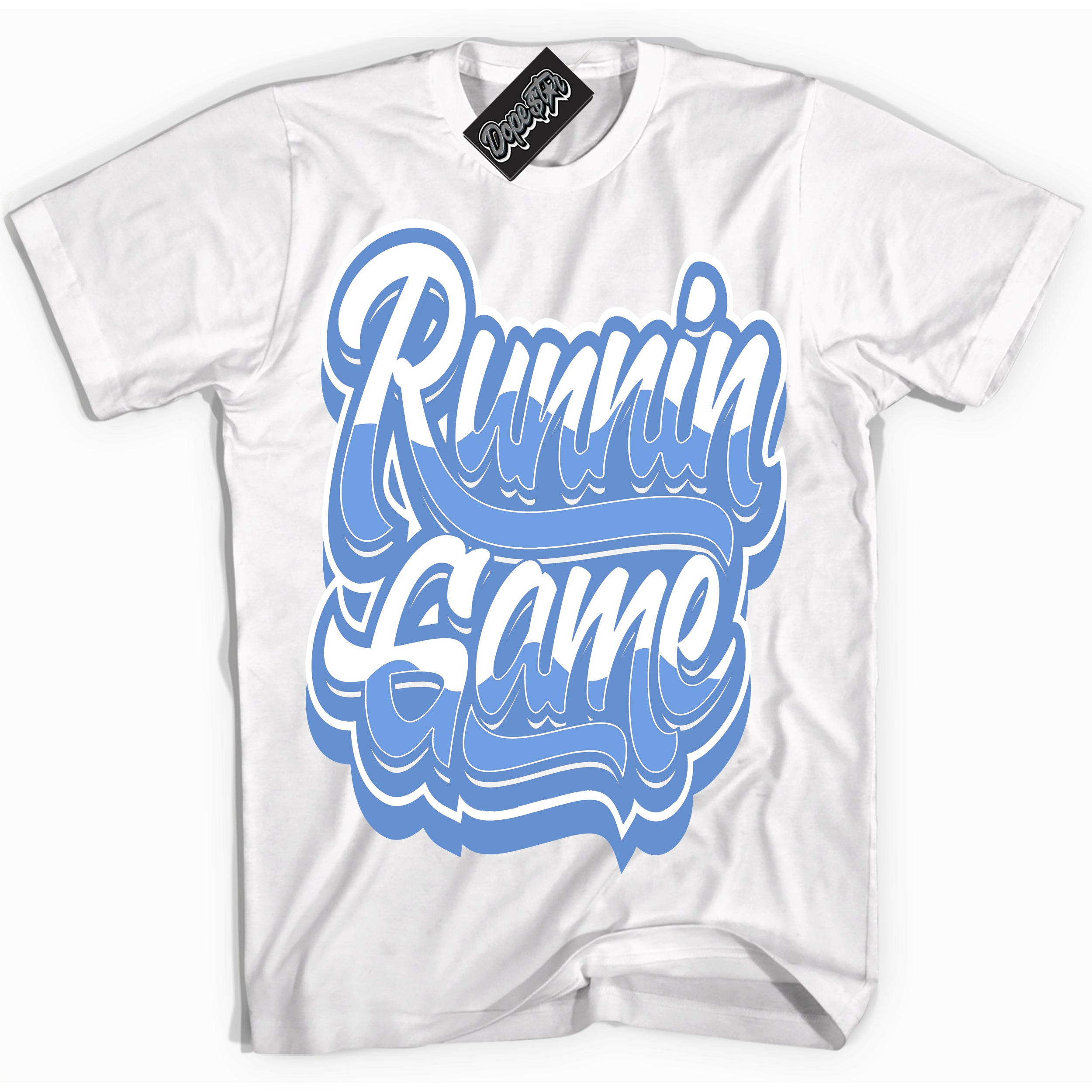 Cool White Shirt with “ Running Game ” design that perfectly matches Polar Blue Dunk.