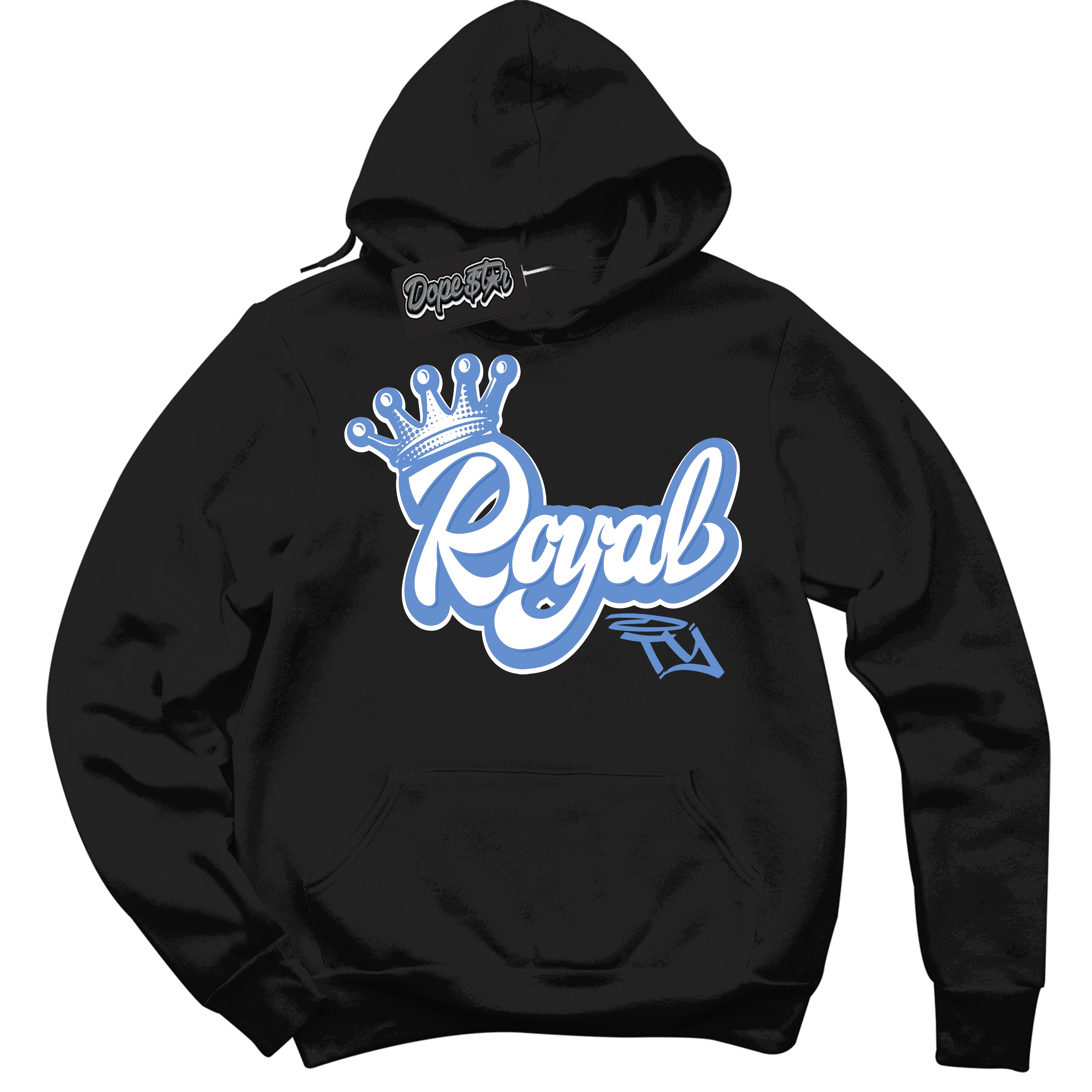 Cool Black Hoodie with “ Royalty ” design that Perfectly Matches Polar Blue Dunk.