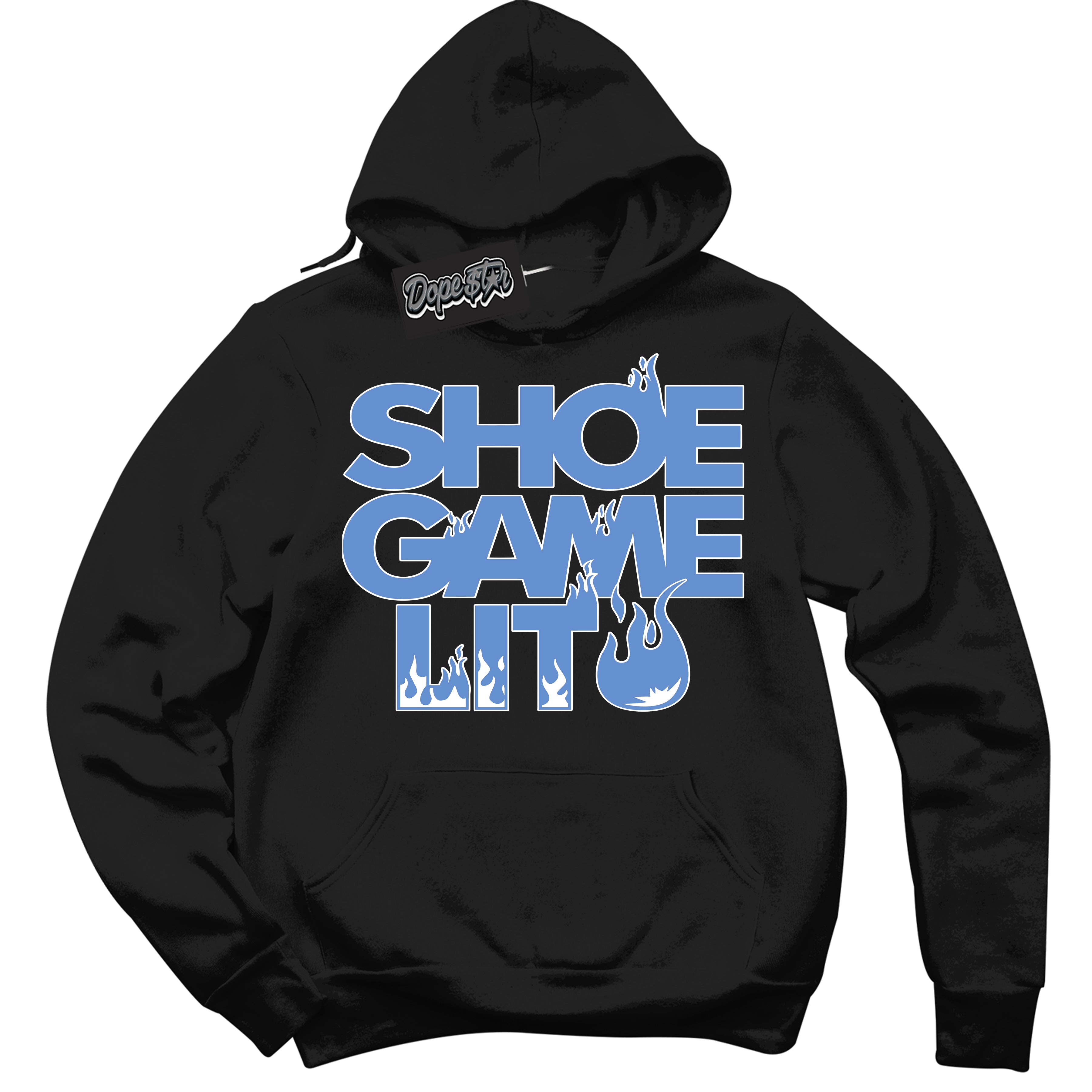 Cool Black Hoodie with “ Shoe Game Lit ” design that Perfectly Matches Polar Blue Dunk.