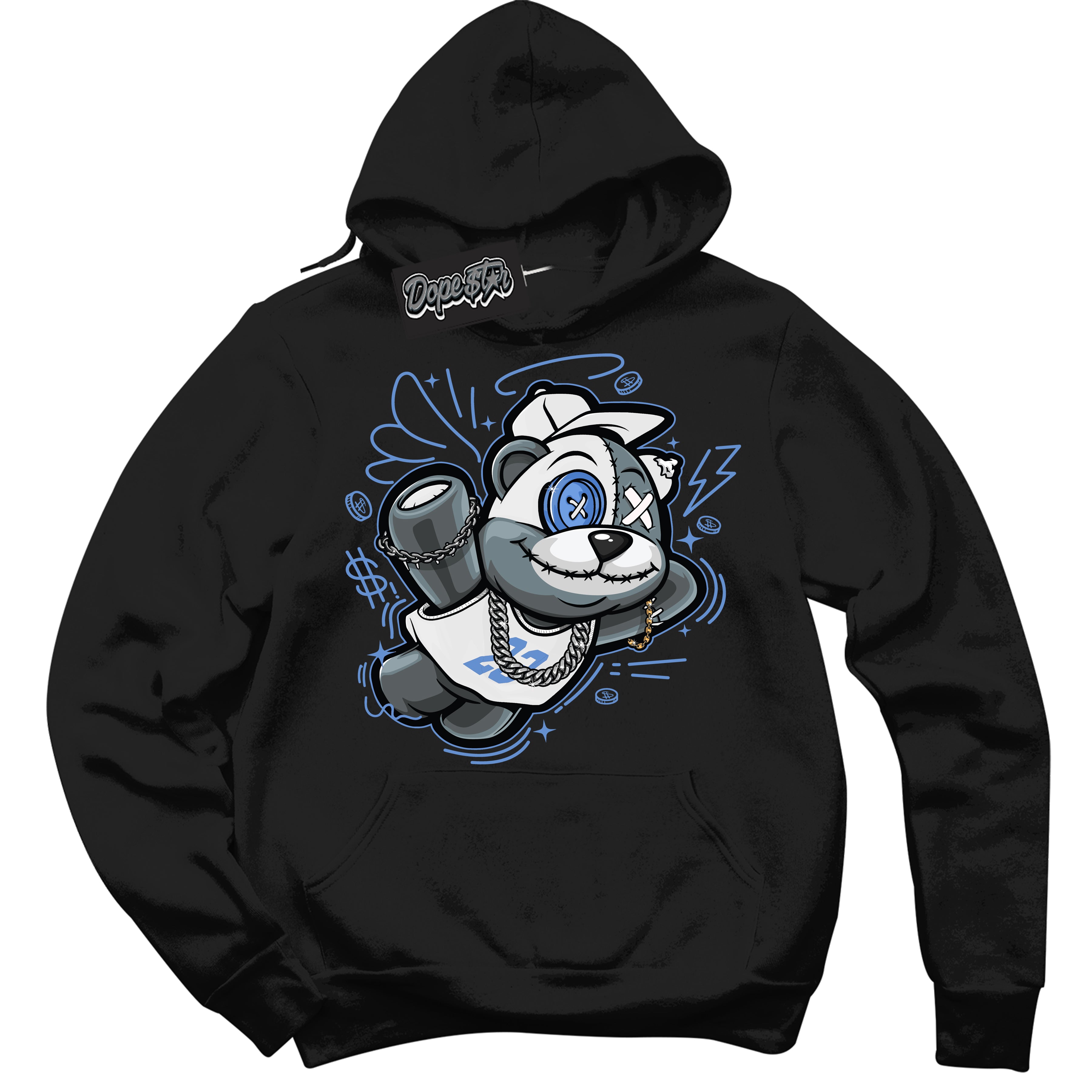 Cool Black Hoodie with “ Slam Dunk Bear ” design that Perfectly Matches Polar Blue Dunk.
