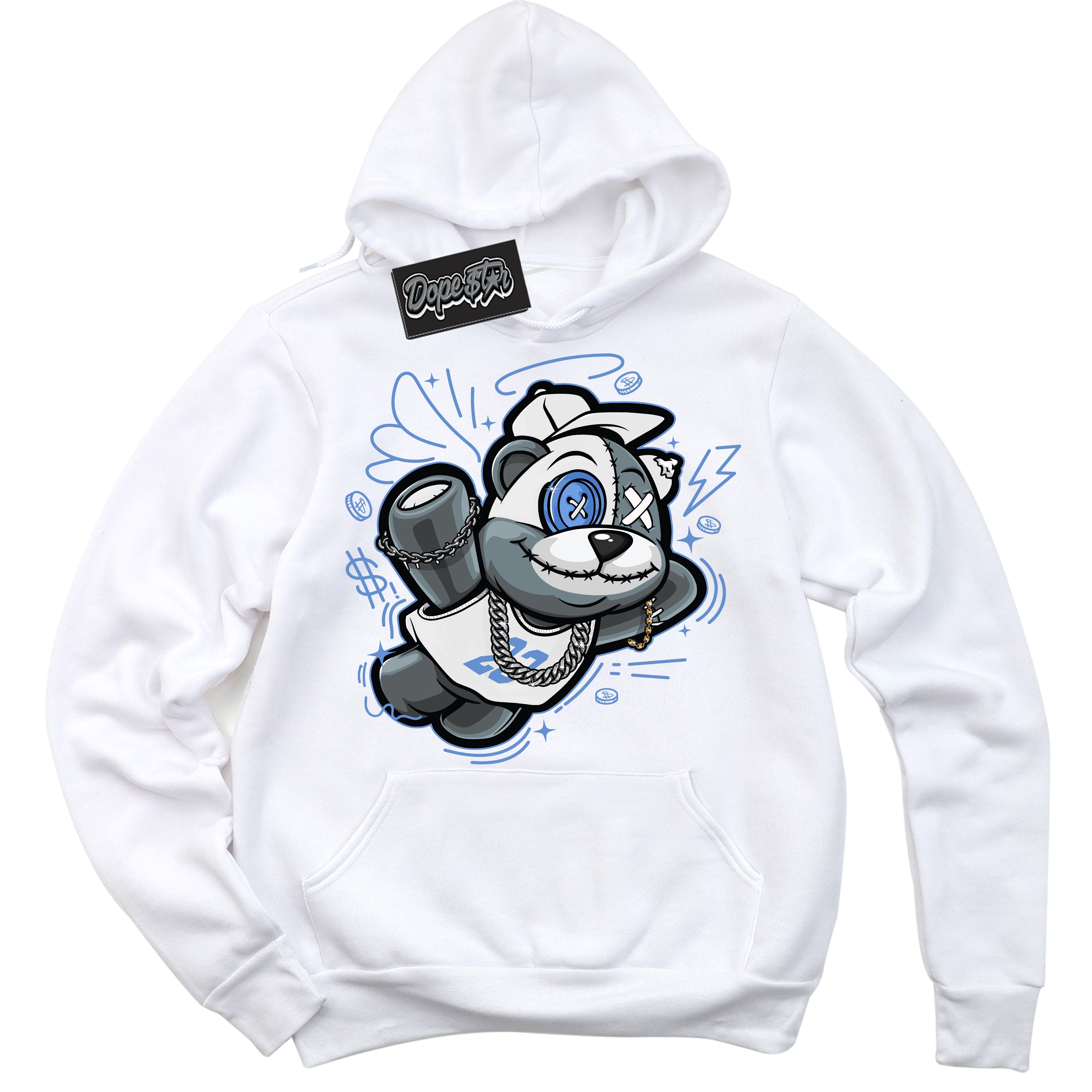 Cool White Hoodie with “ Slam Dunk Bear ” design that Perfectly Matches Polar Blue Dunk.
