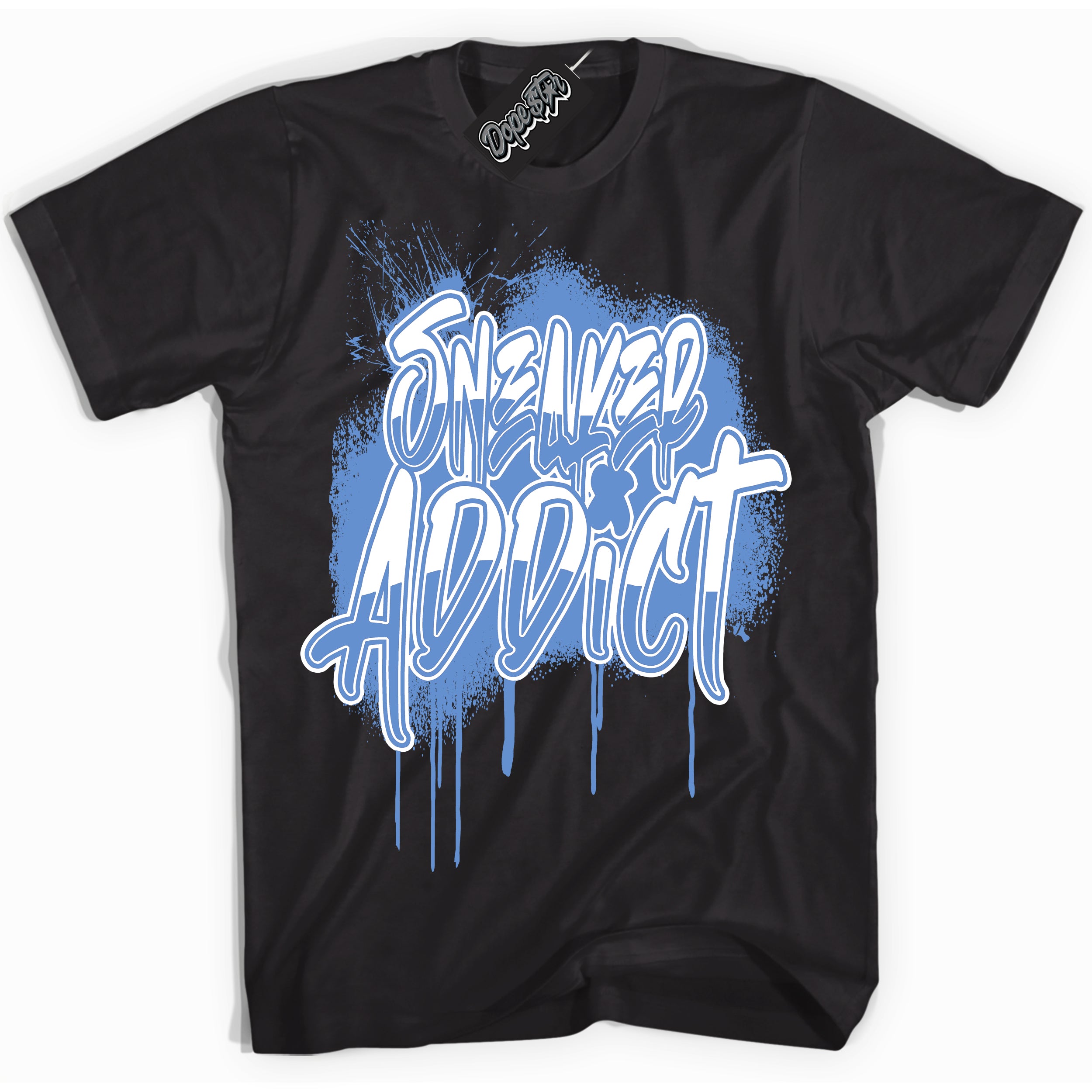 Cool Black Shirt with “ Sneaker Addict ” design that perfectly matches Polar Blue Dunk.