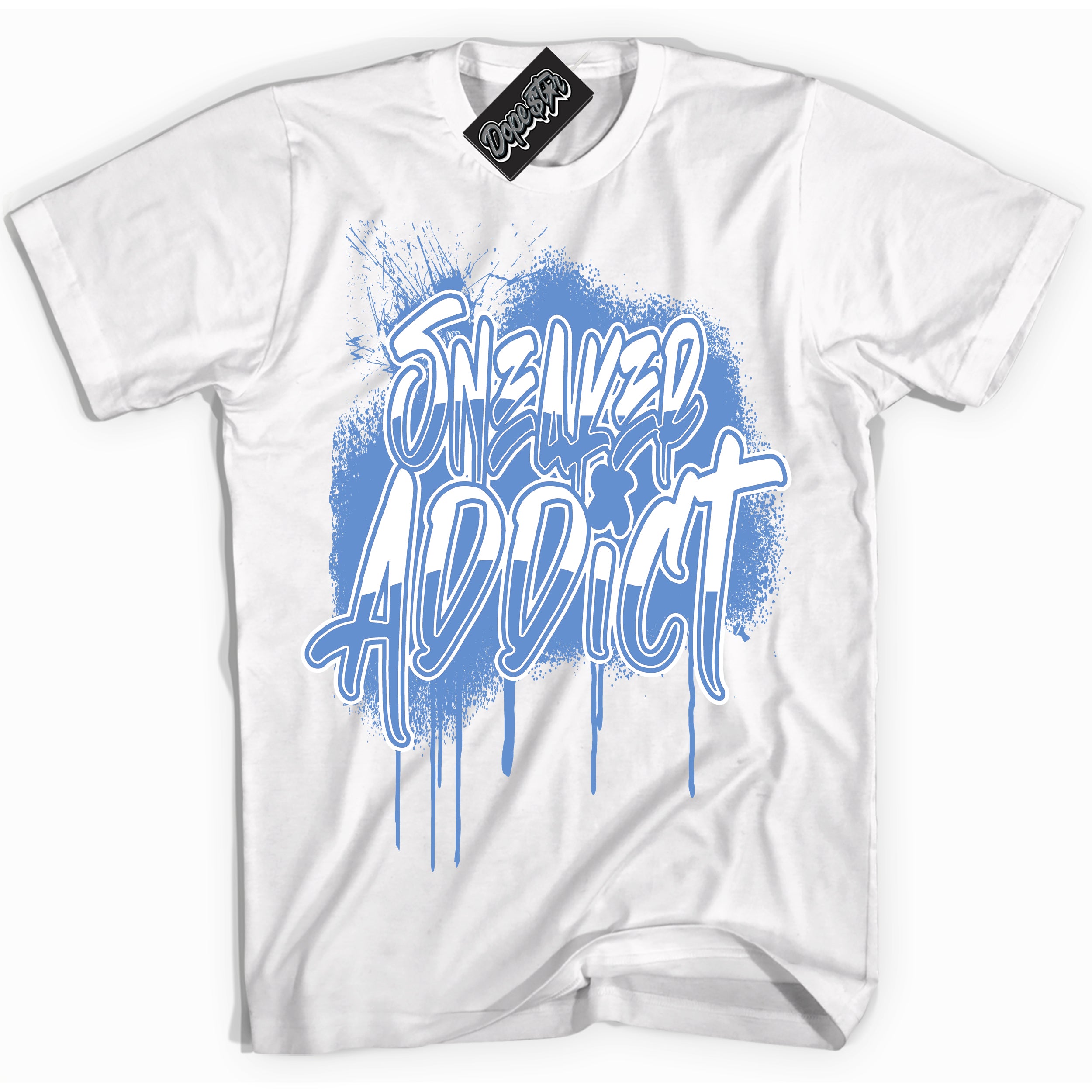 Cool White Shirt with “ Sneaker Addict ” design that perfectly matches Polar Blue Dunk.