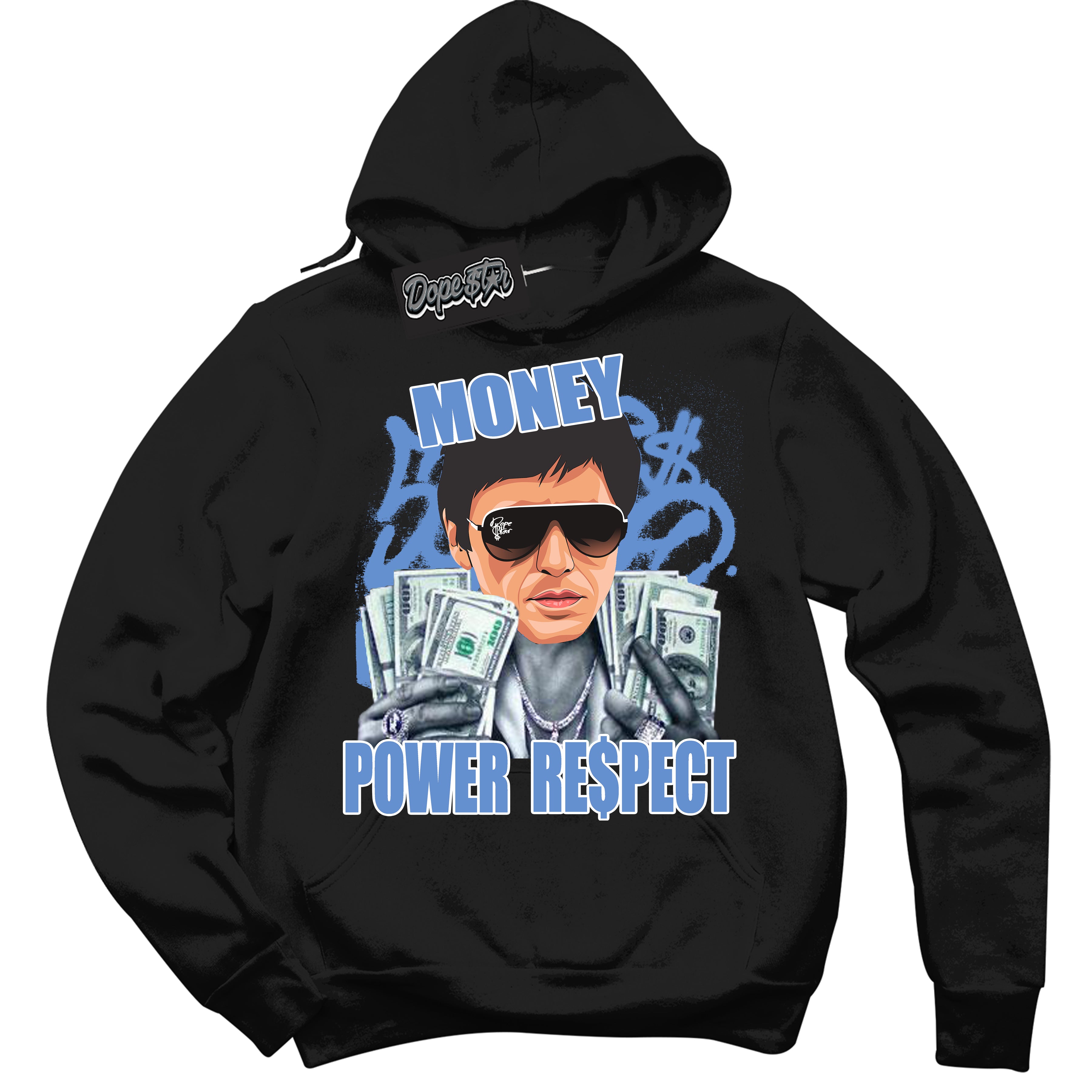 Cool Black Hoodie with “ Tony Montana ” design that Perfectly Matches Polar Blue Dunk.