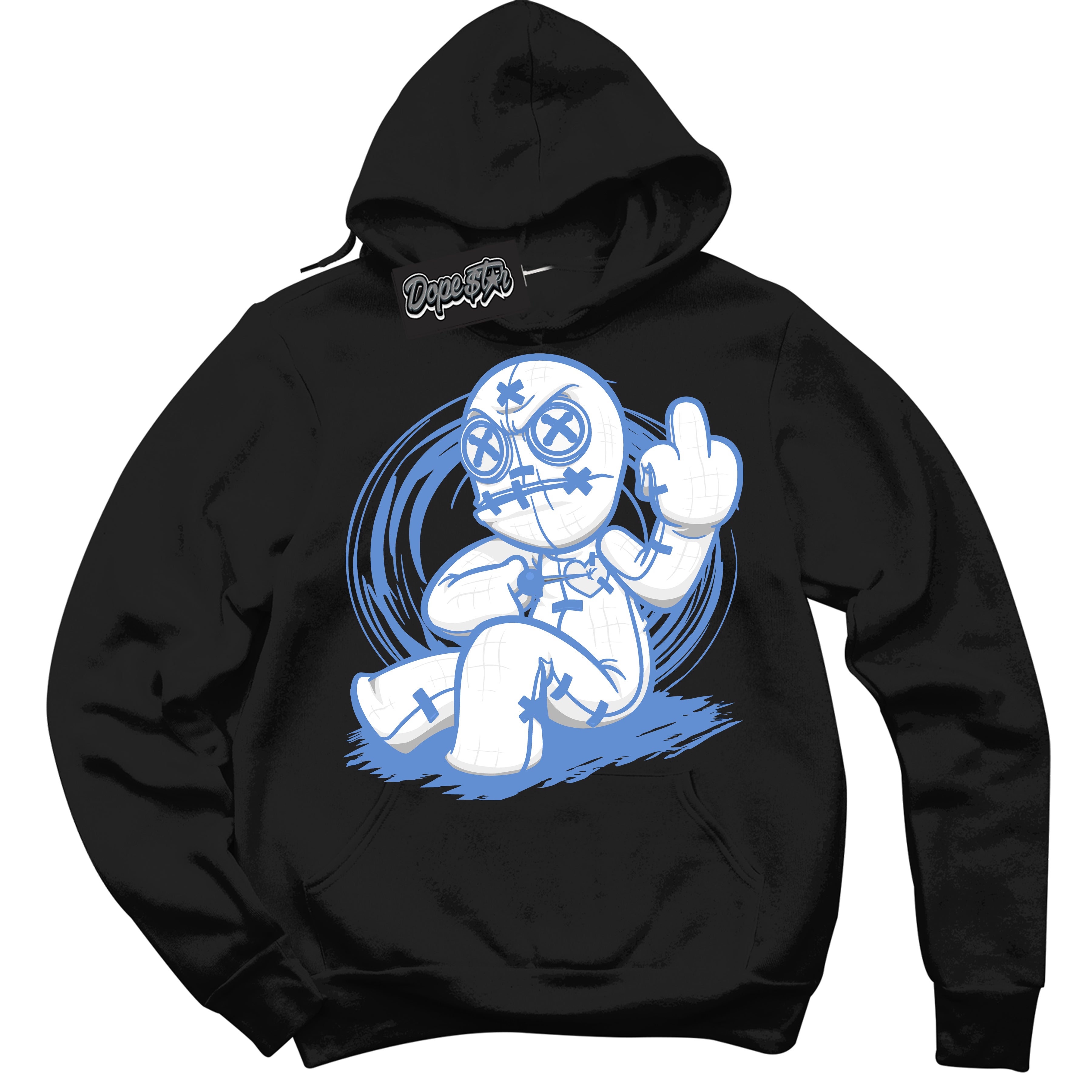Cool Black Hoodie with “ Voodoo Doll ” design that Perfectly Matches Polar Blue Dunk.