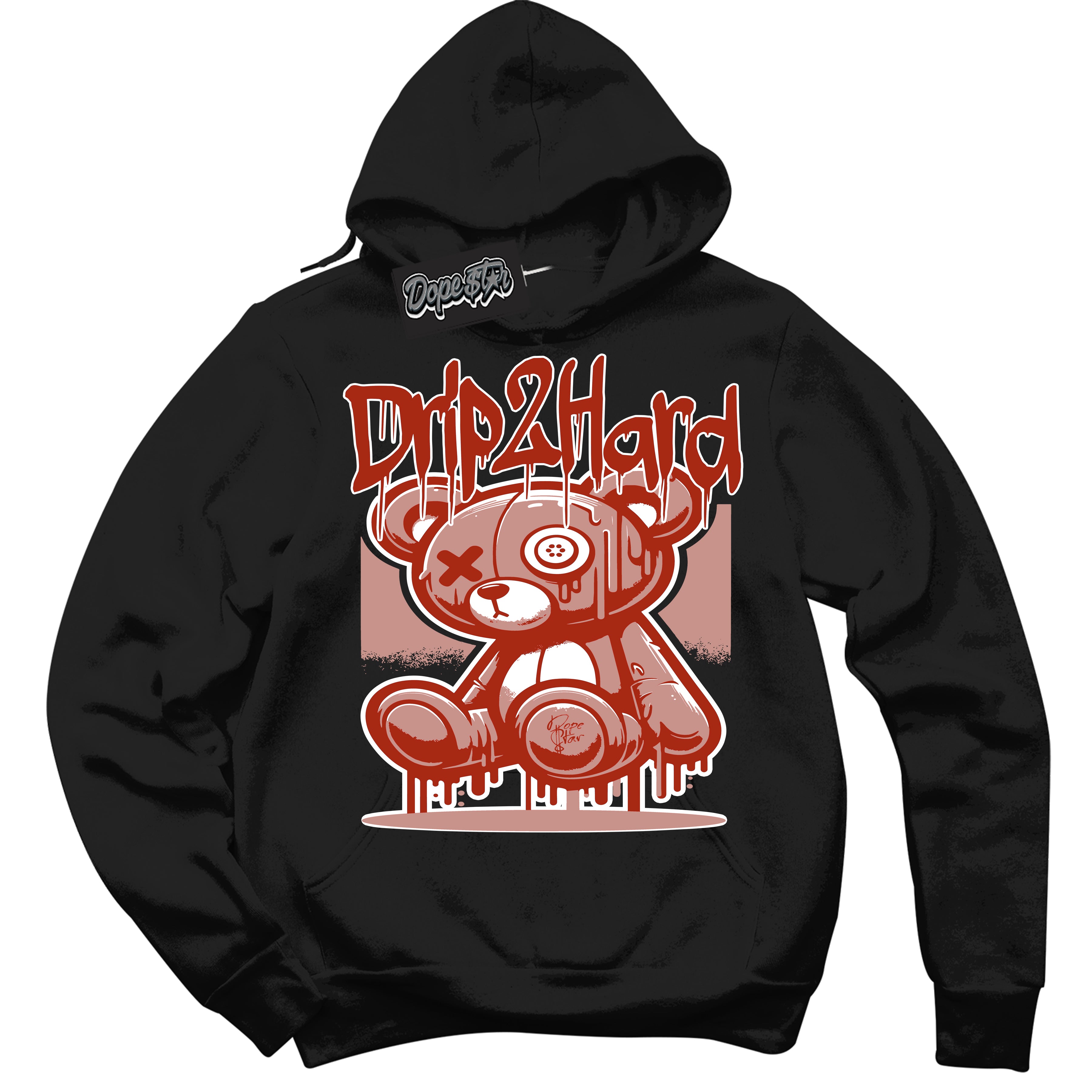 Cool Black Hoodie with “ Drip 2 Hard ” design that Perfectly Matches Red Stardust Dunk.