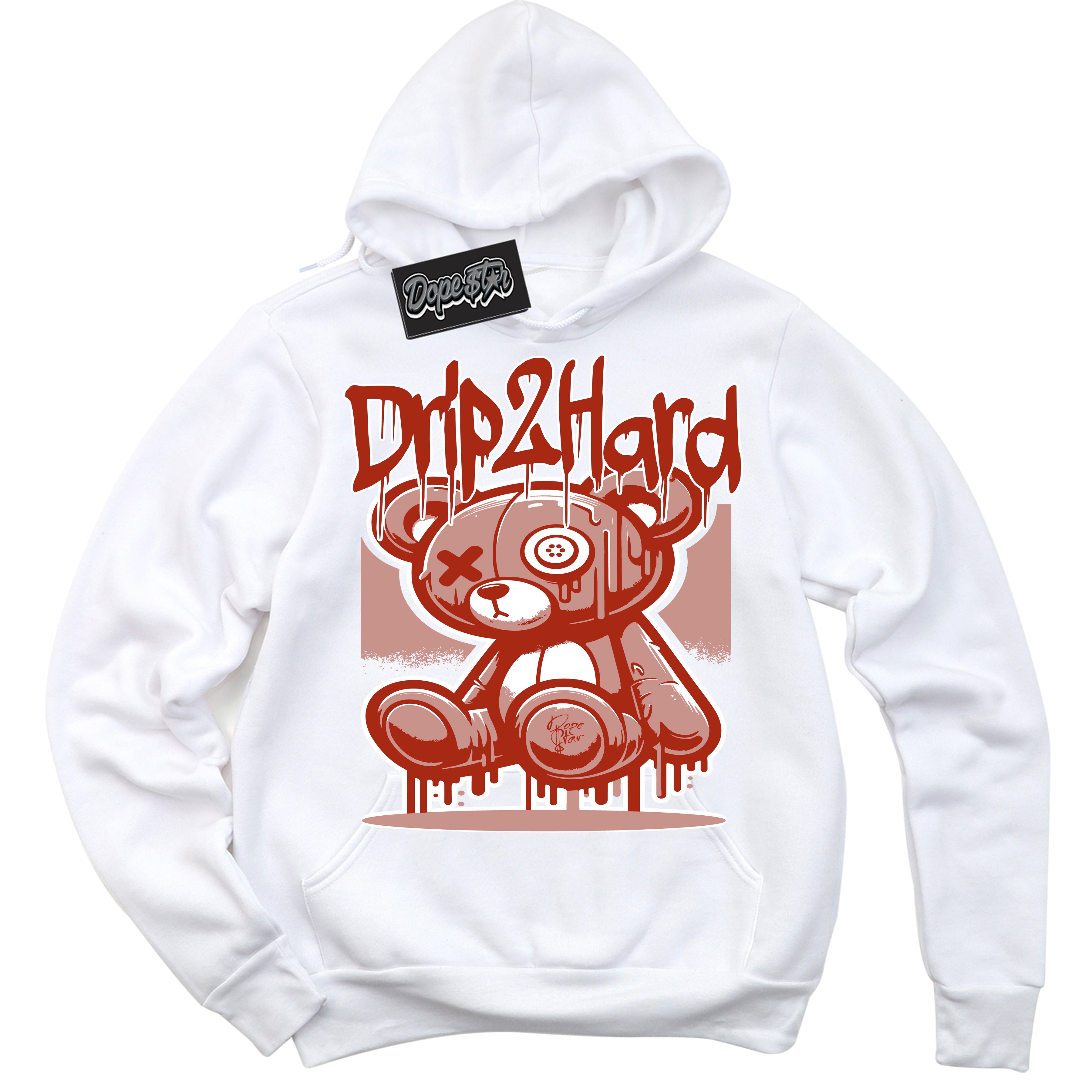 Cool White Hoodie with “ Drip 2 Hard ” design that Perfectly Matches Red Stardust Dunk.