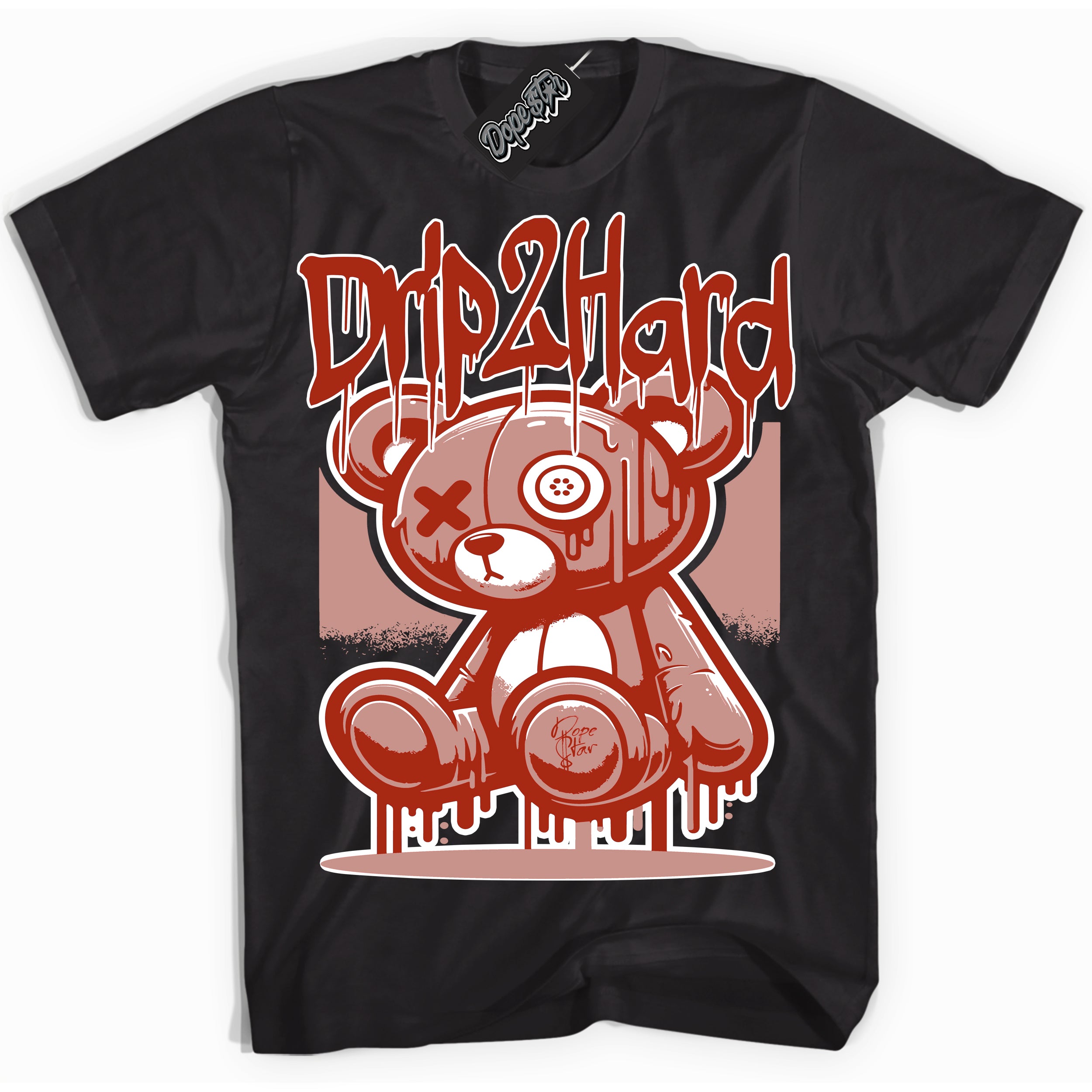 Cool Black Shirt with “ Drip 2 Hard ” design that perfectly matches Red Stardust Dunk.